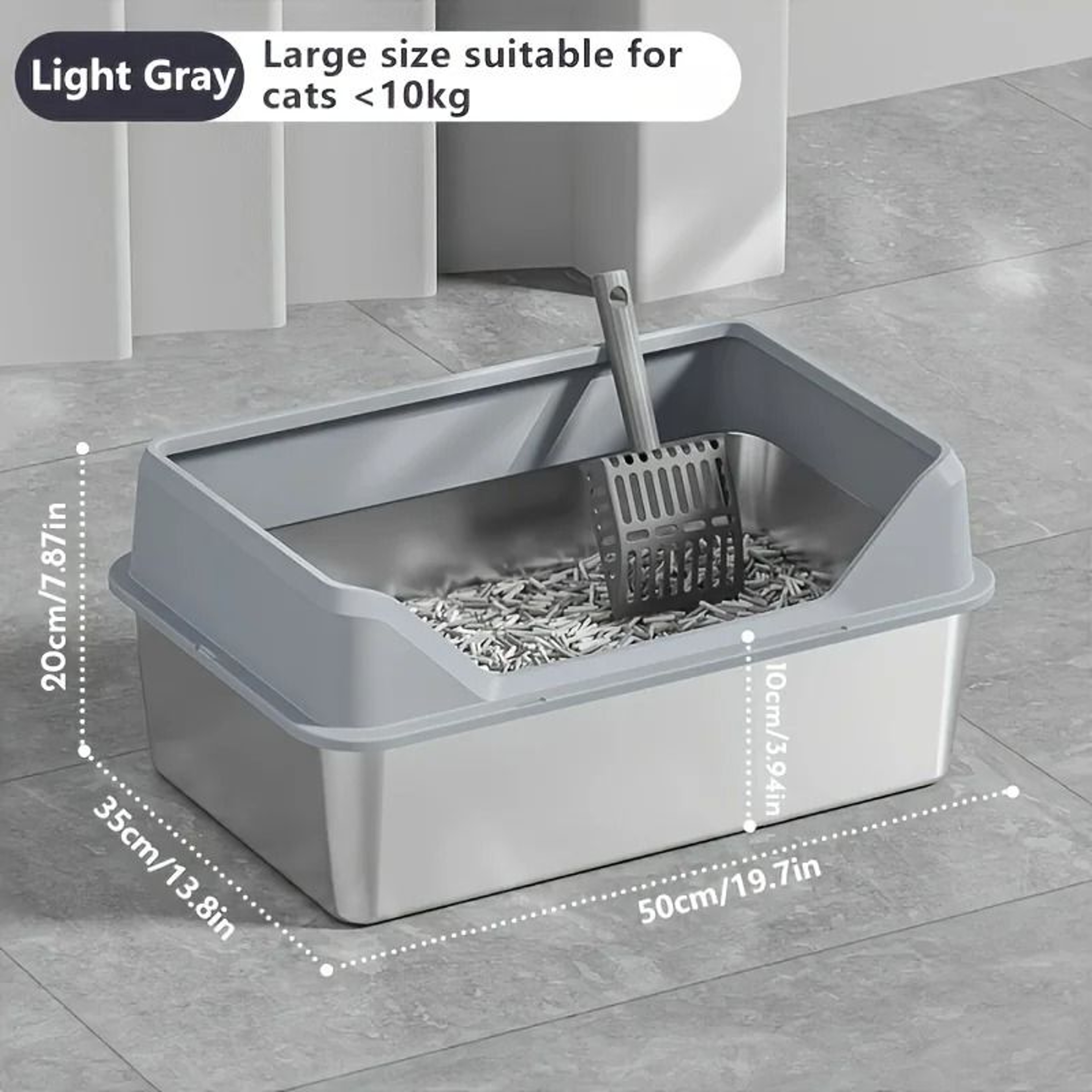 KEMORELA XL Stainless Steel Cat Litter Box With Lid 3