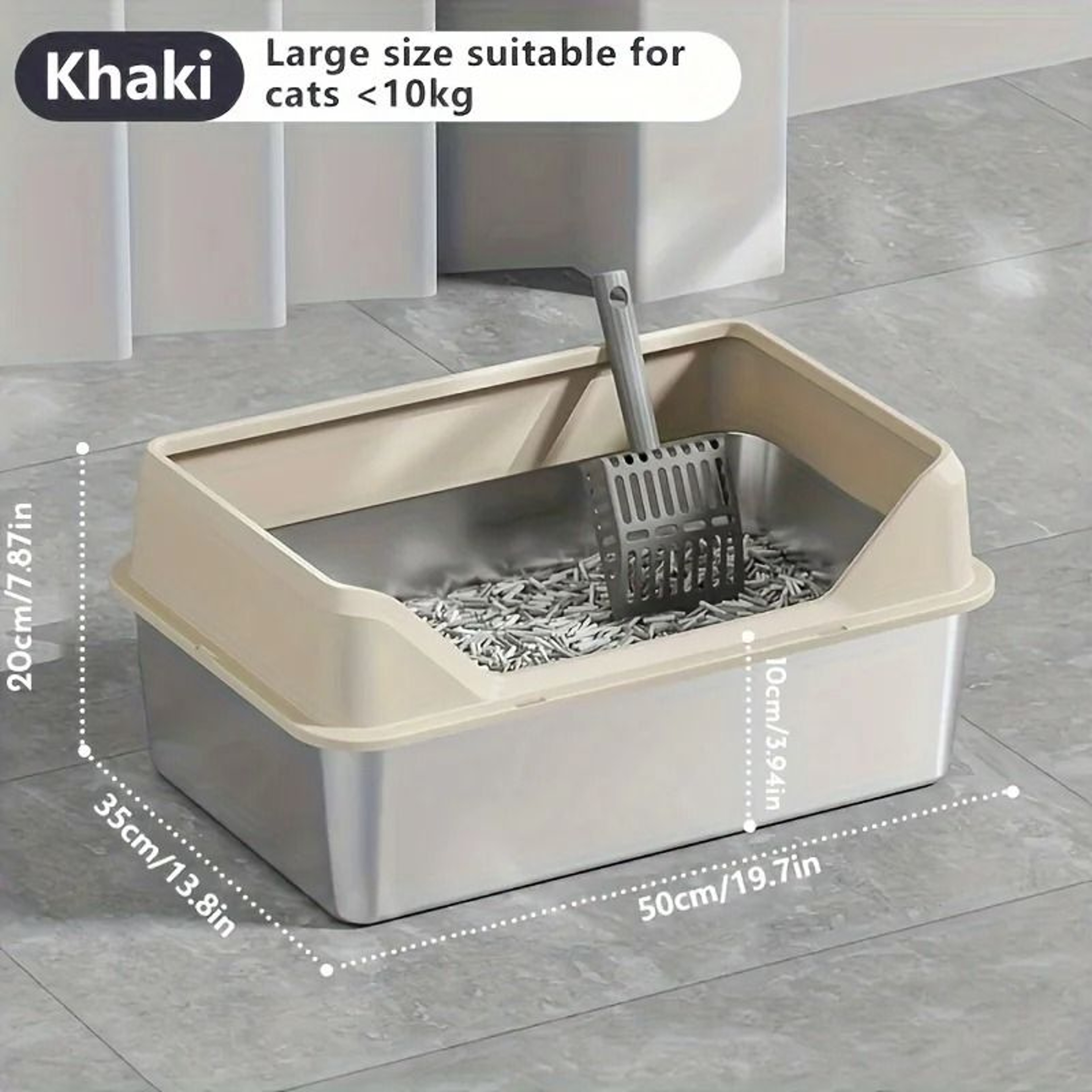 KEMORELA XL Stainless Steel Cat Litter Box With Lid 2