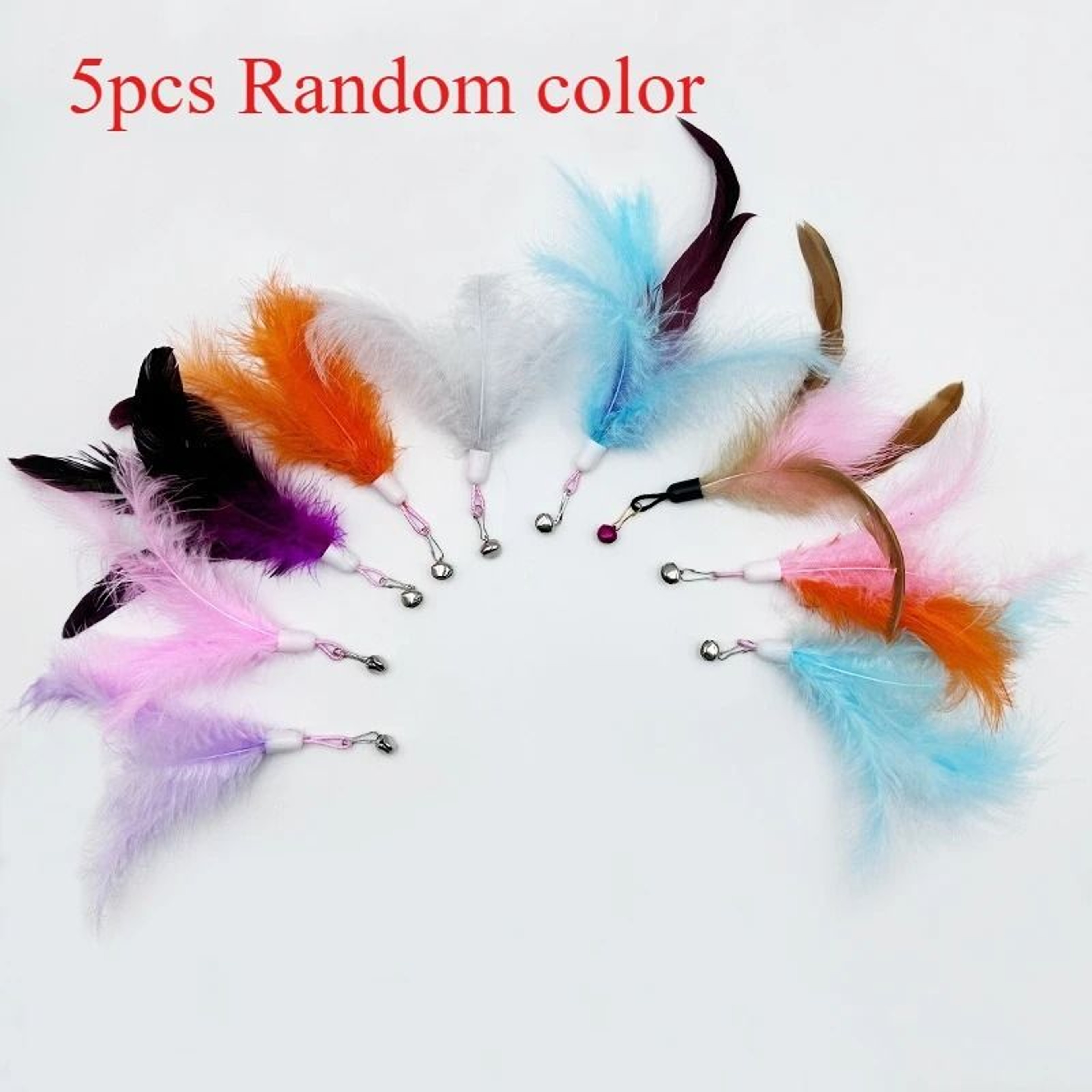 Feather Bell Cat Toy Replacement Heads For Interactive Wand Chase And Exercise Play 2