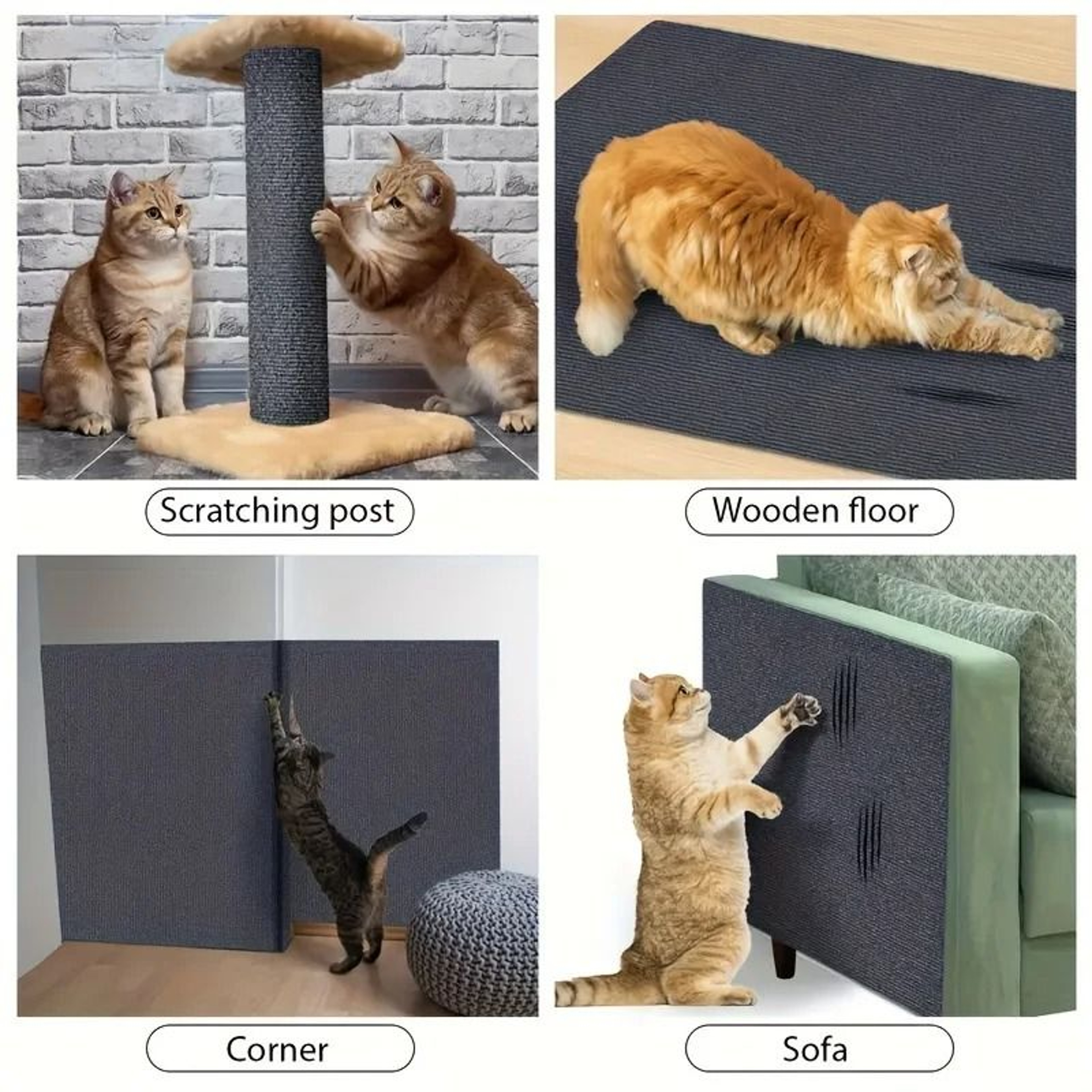 Self Adhesive Cat Scratching Wall Mat For Climbing Crawling And Furniture Protection 6