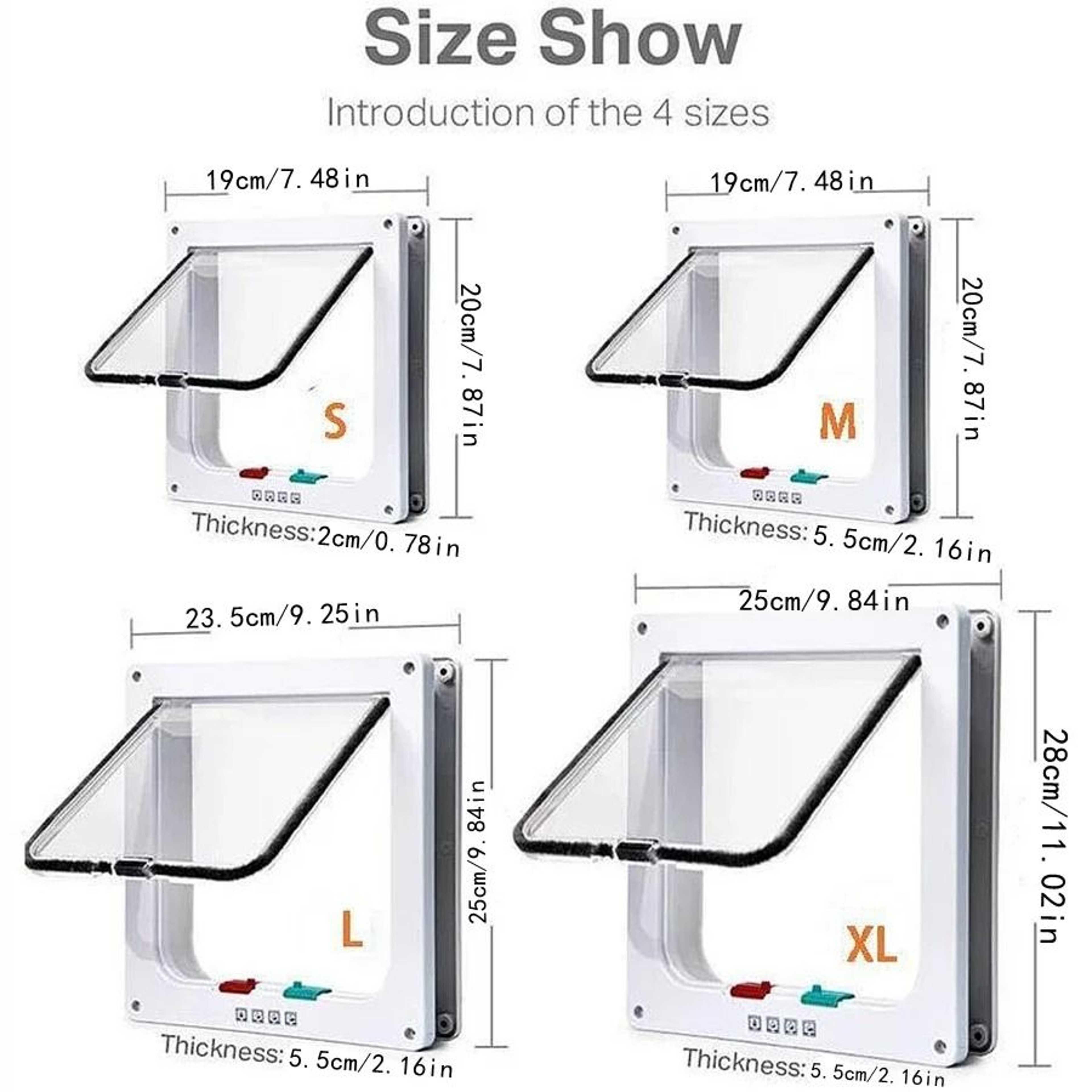 Weatherproof Four Way Locking Cat Door For Interior Cabinet And Garage Access 6