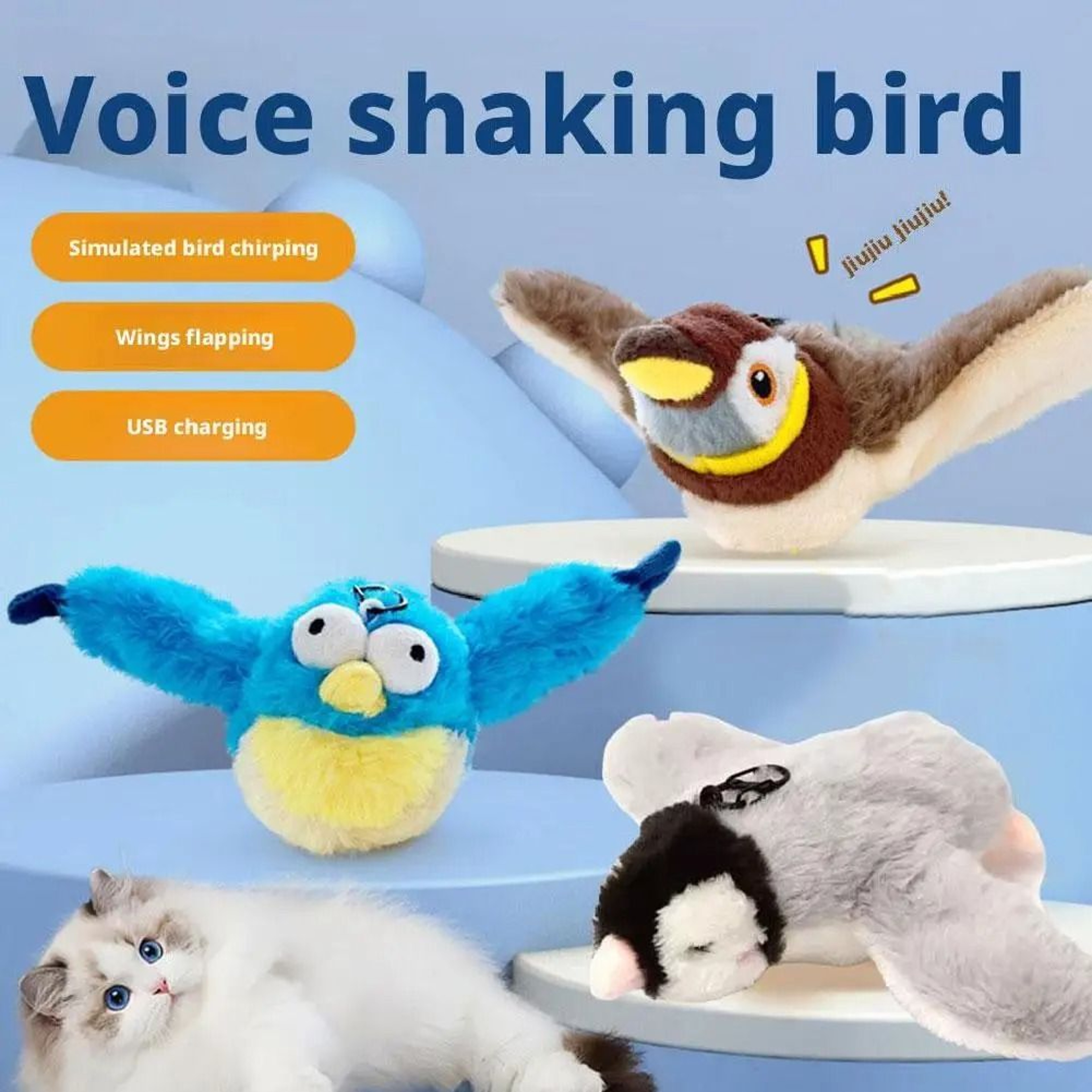 Rechargeable Flapping Bird Cat Toy With Catnip And Chirping Interactive Play 5