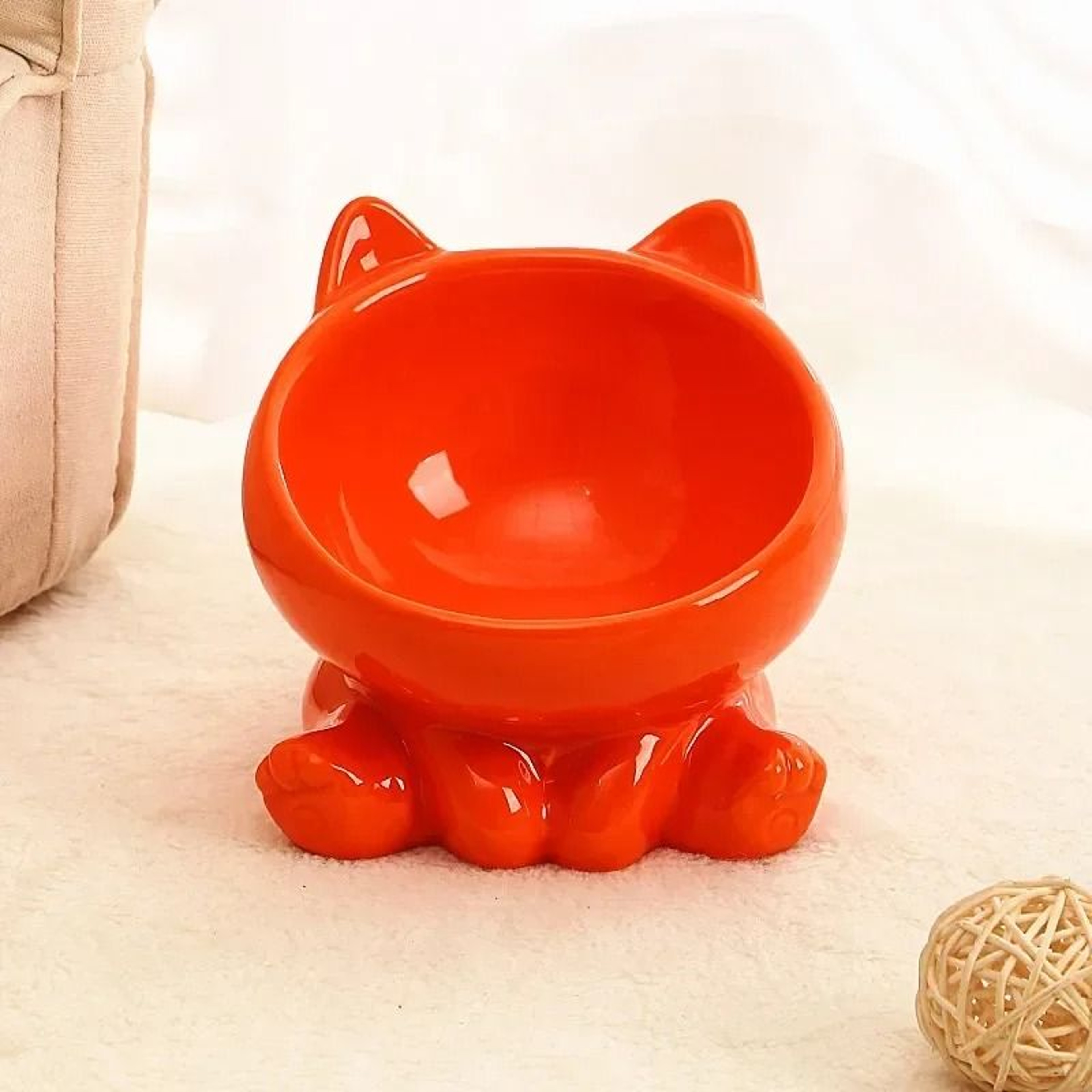 Raised Ceramic Cat Bowl With Tilted High Feet For Comfortable Feeding 4