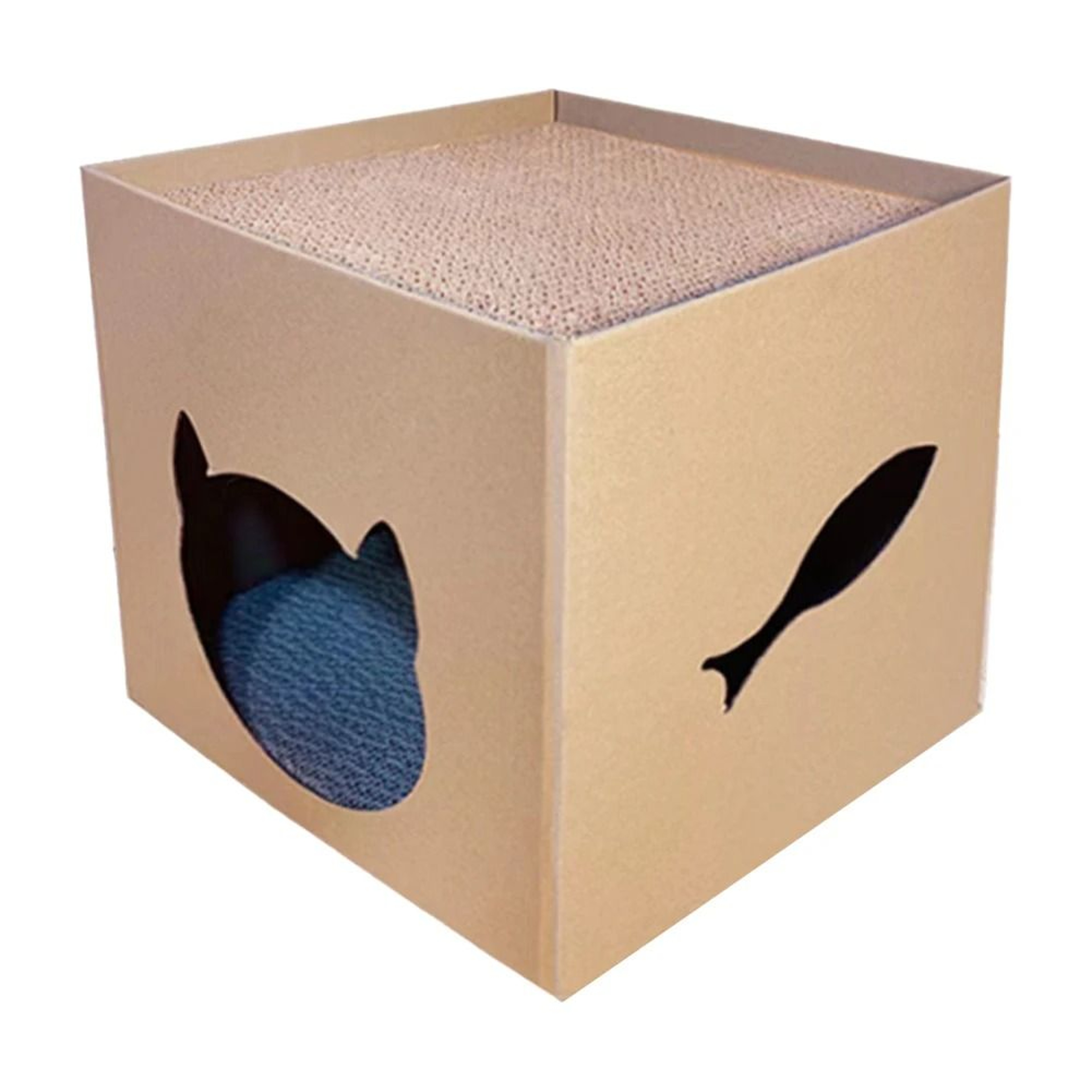 Foldable Cardboard Cat House Scratching Board With Corrugated Pads For Cozy Hideout 0