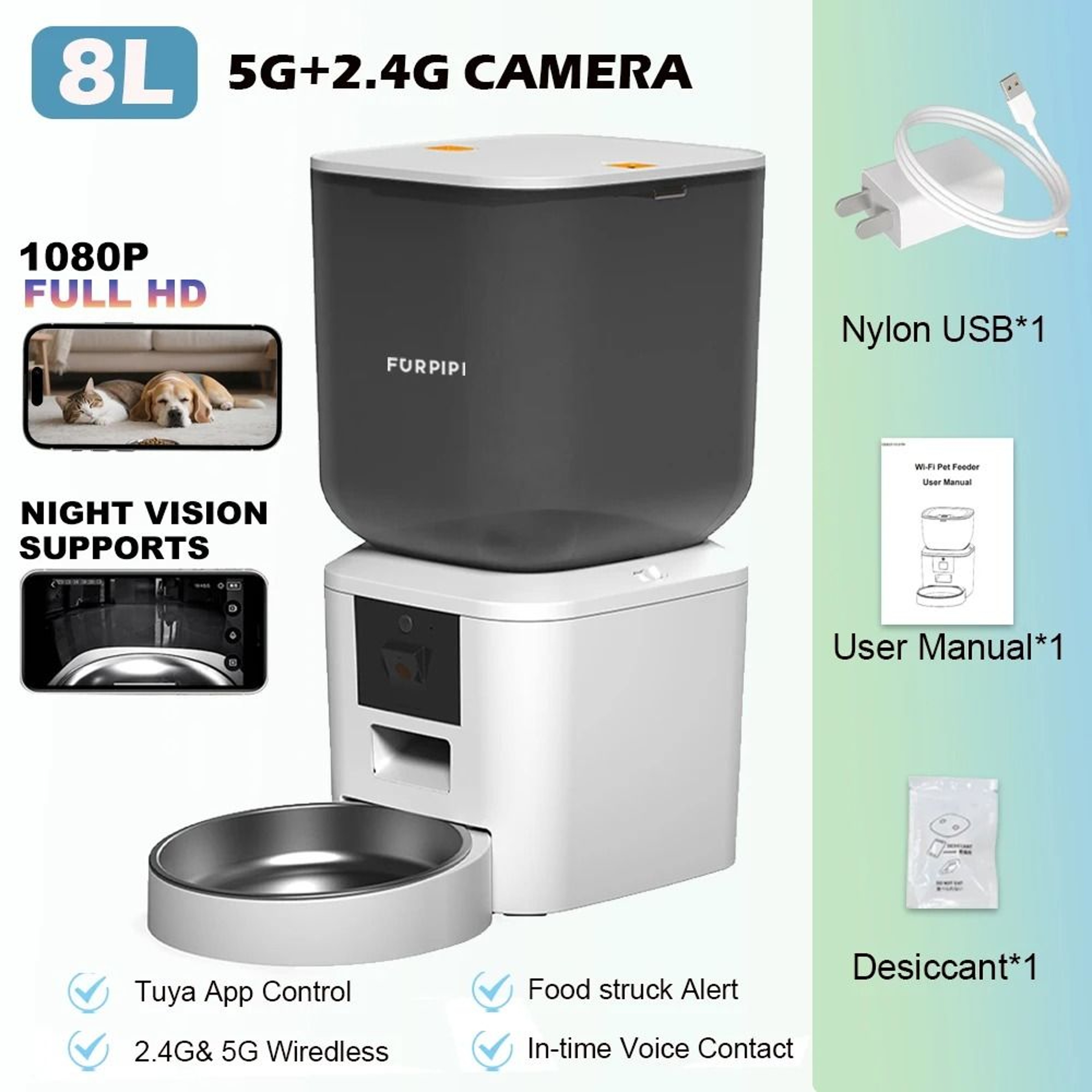 Furpipi 8L Smart Automatic Pet Feeder With Camera 4