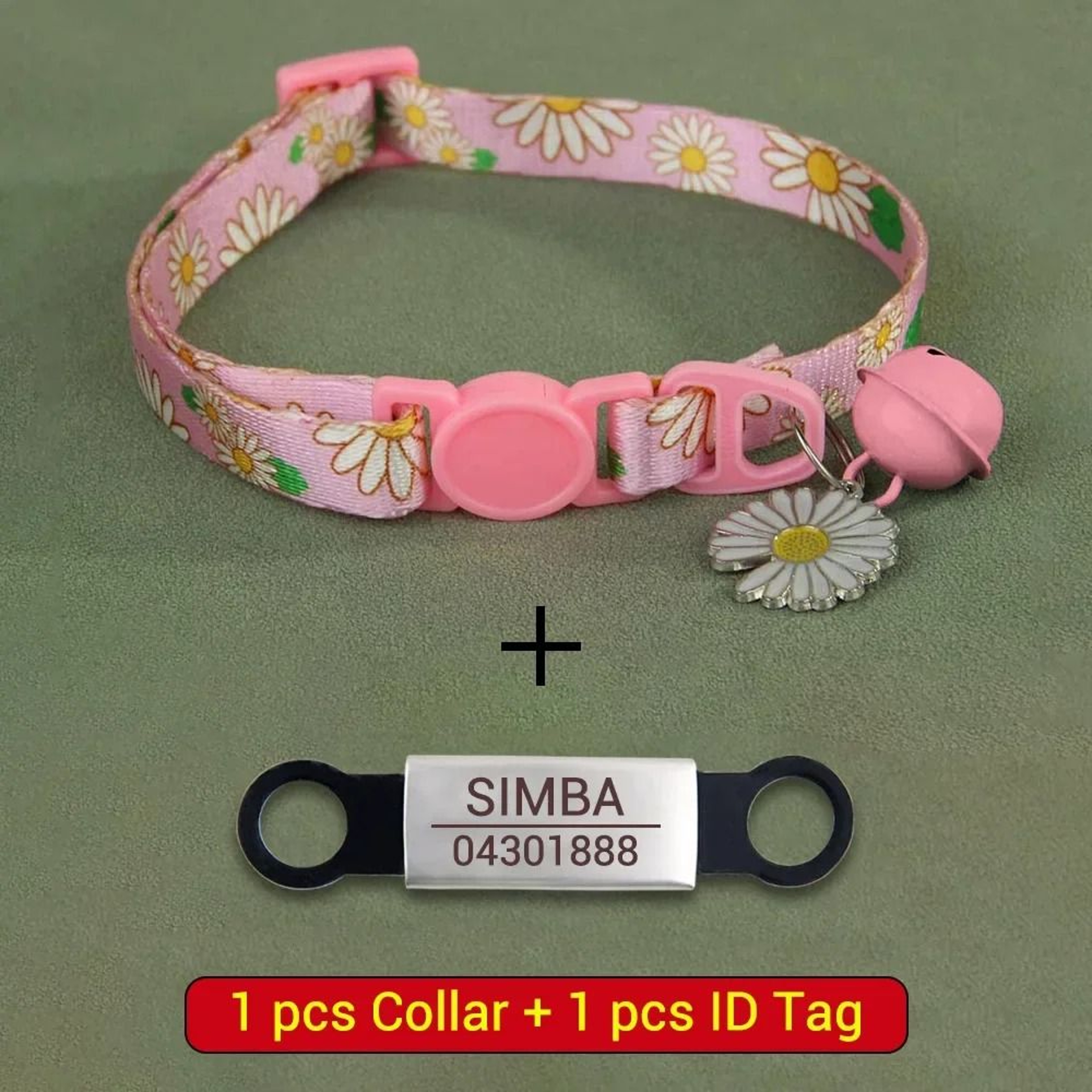 Personalized Printed Cat Collar With Bell Engraved ID Nameplate And Safety Buckle 4