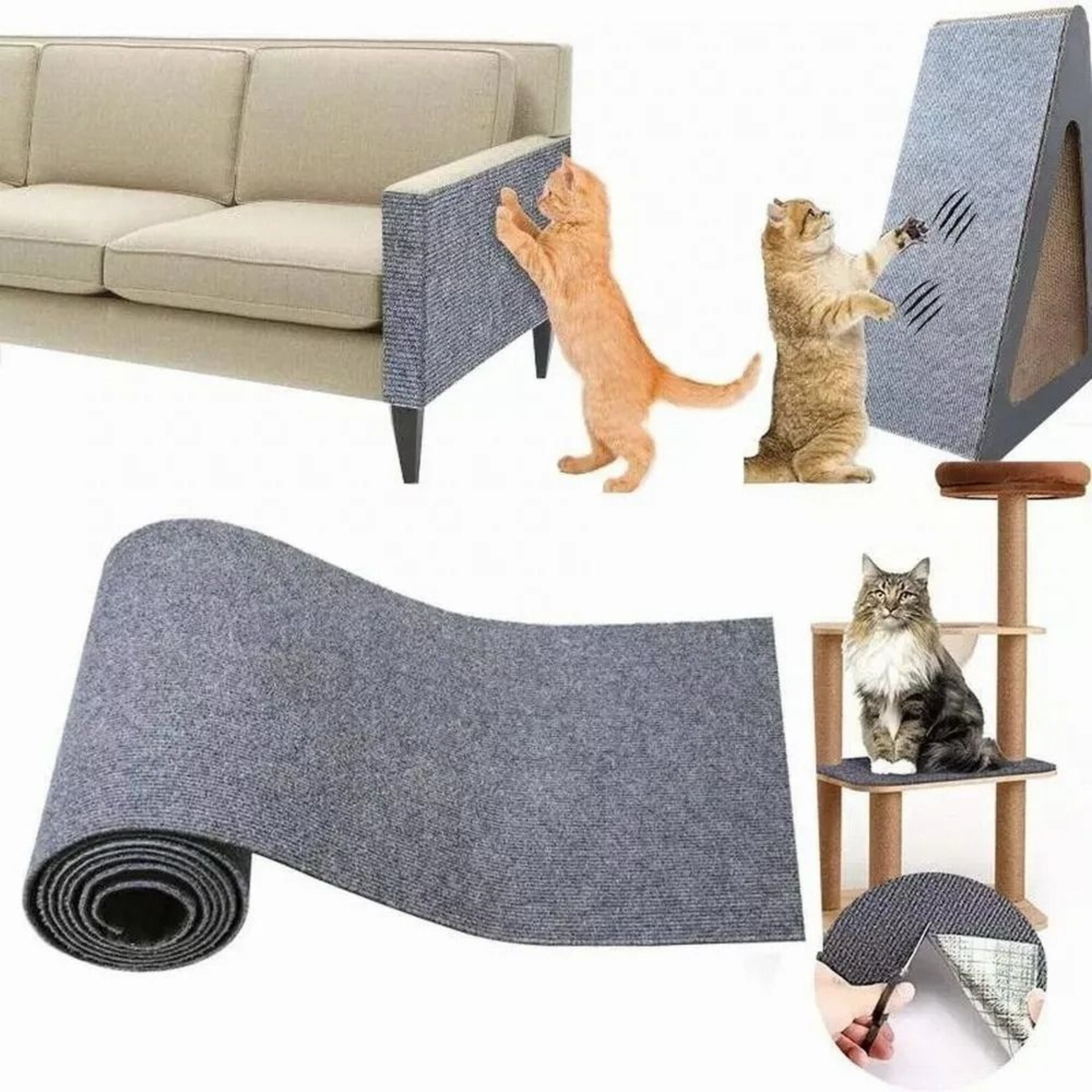 Self Adhesive Cat Scratcher Sofa Protector Mat For Walls Corners And Furniture 0