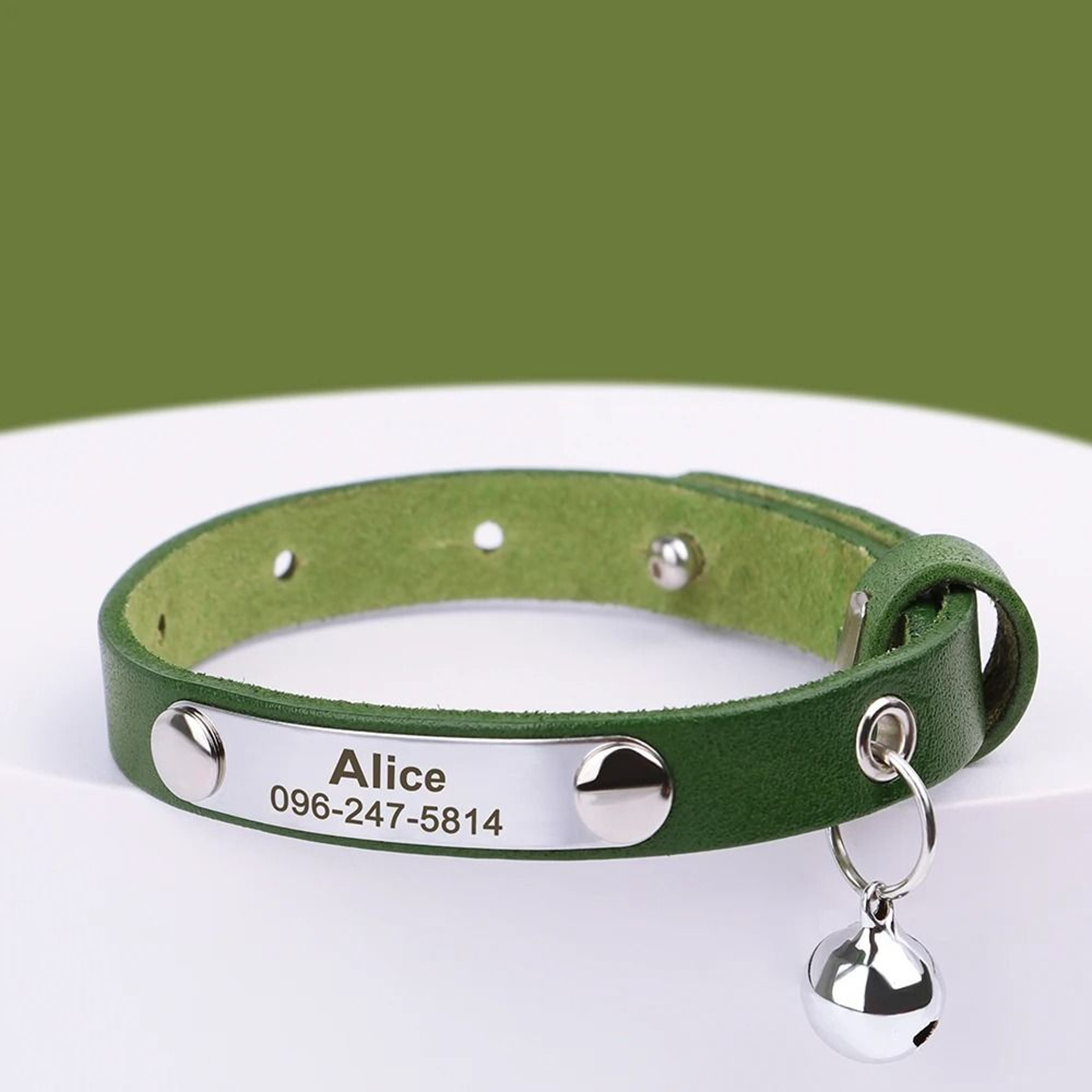 Personalized Leather Cat Collar With Bell Engraved Nameplate For Kittens And Small Pets 1