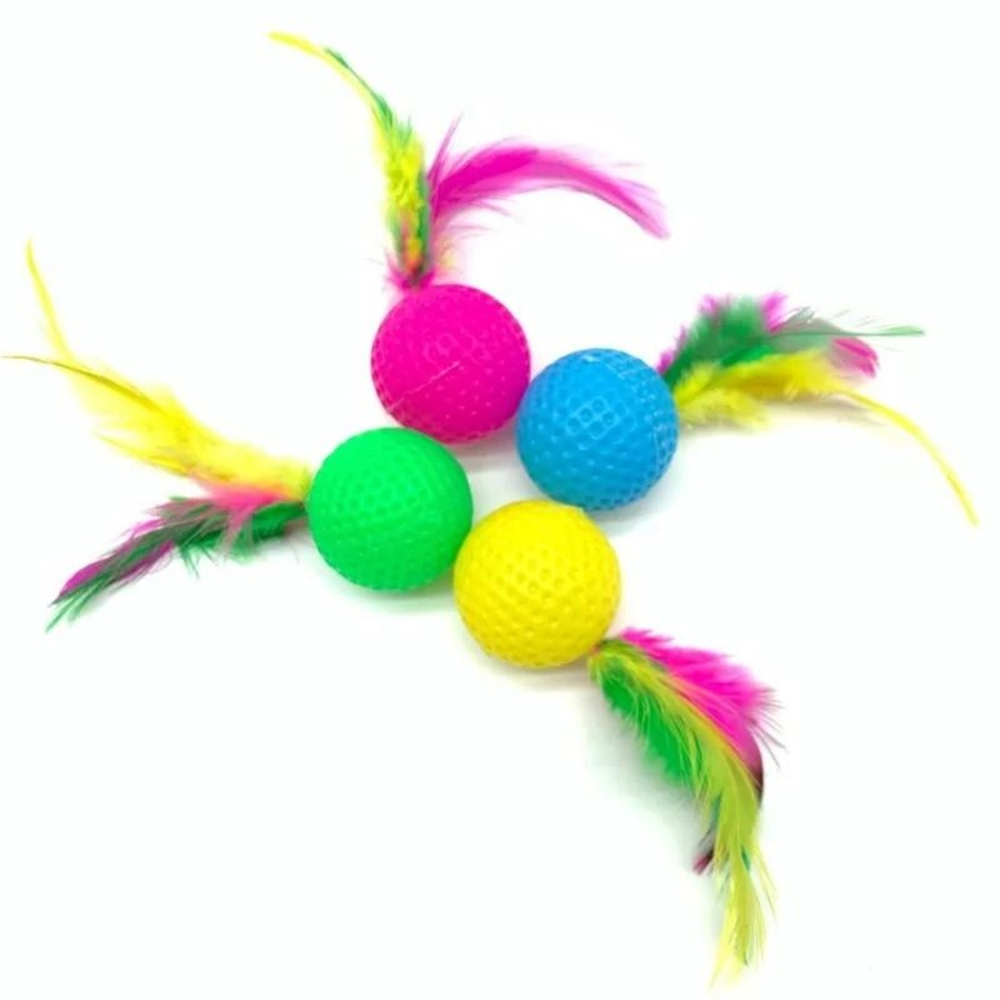 Five Piece Feather Cat Ball Toy Set For Indoor Chase And Solo Play 3