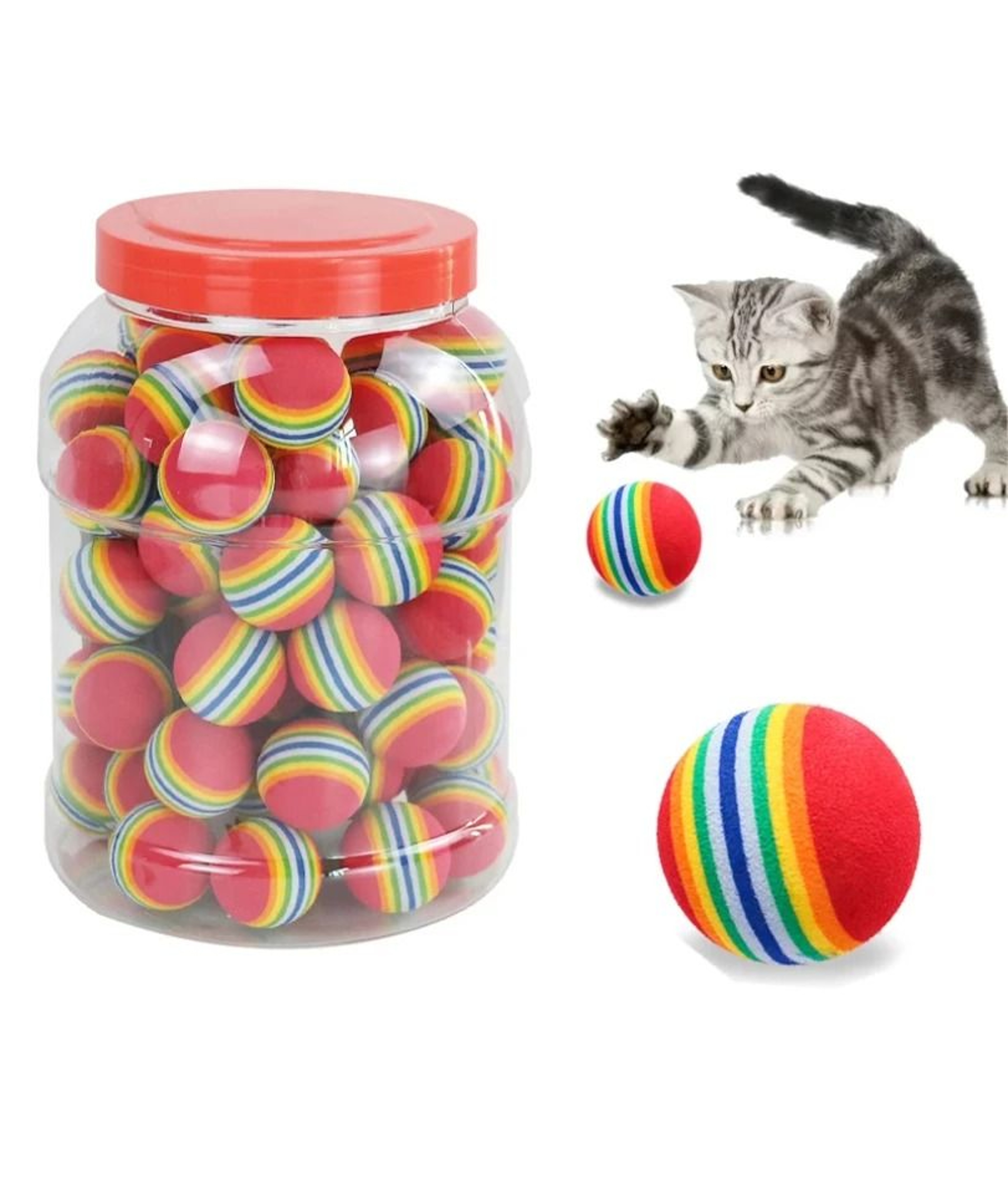 Rainbow EVA Rattle Ball Toy For Cats And Small Dogs 9