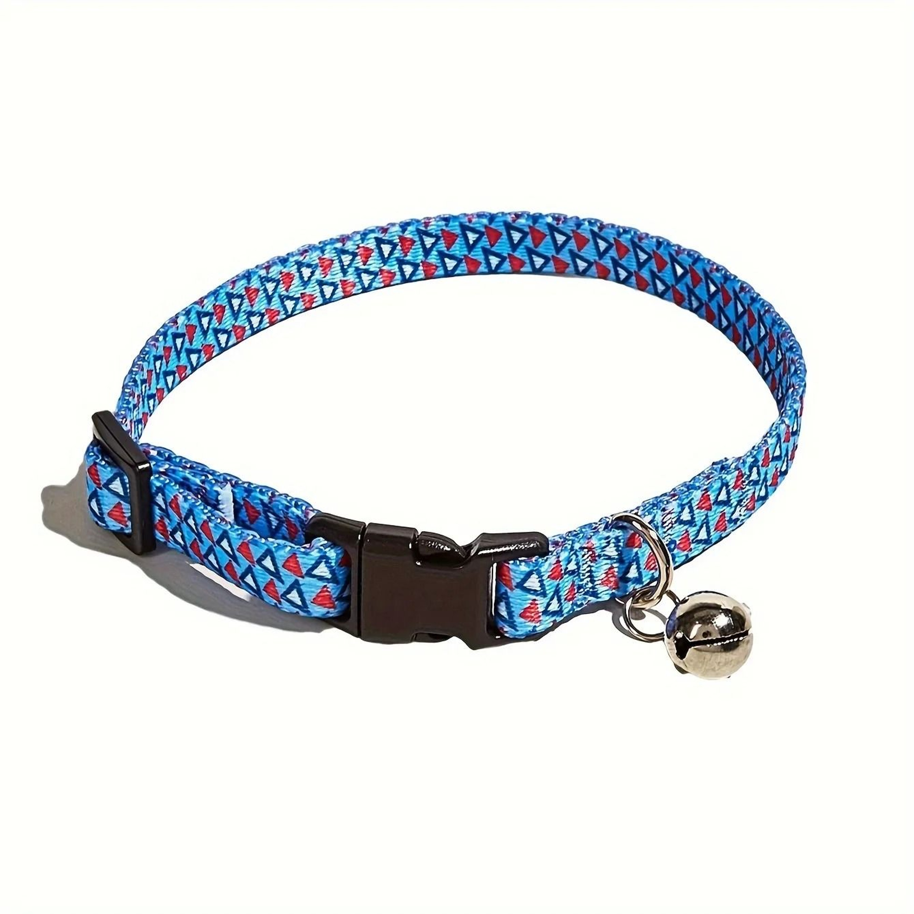 Colorful Adjustable Geometric Print Cat Collar With Bell For Kittens Puppies And Small Pets Daily W 1