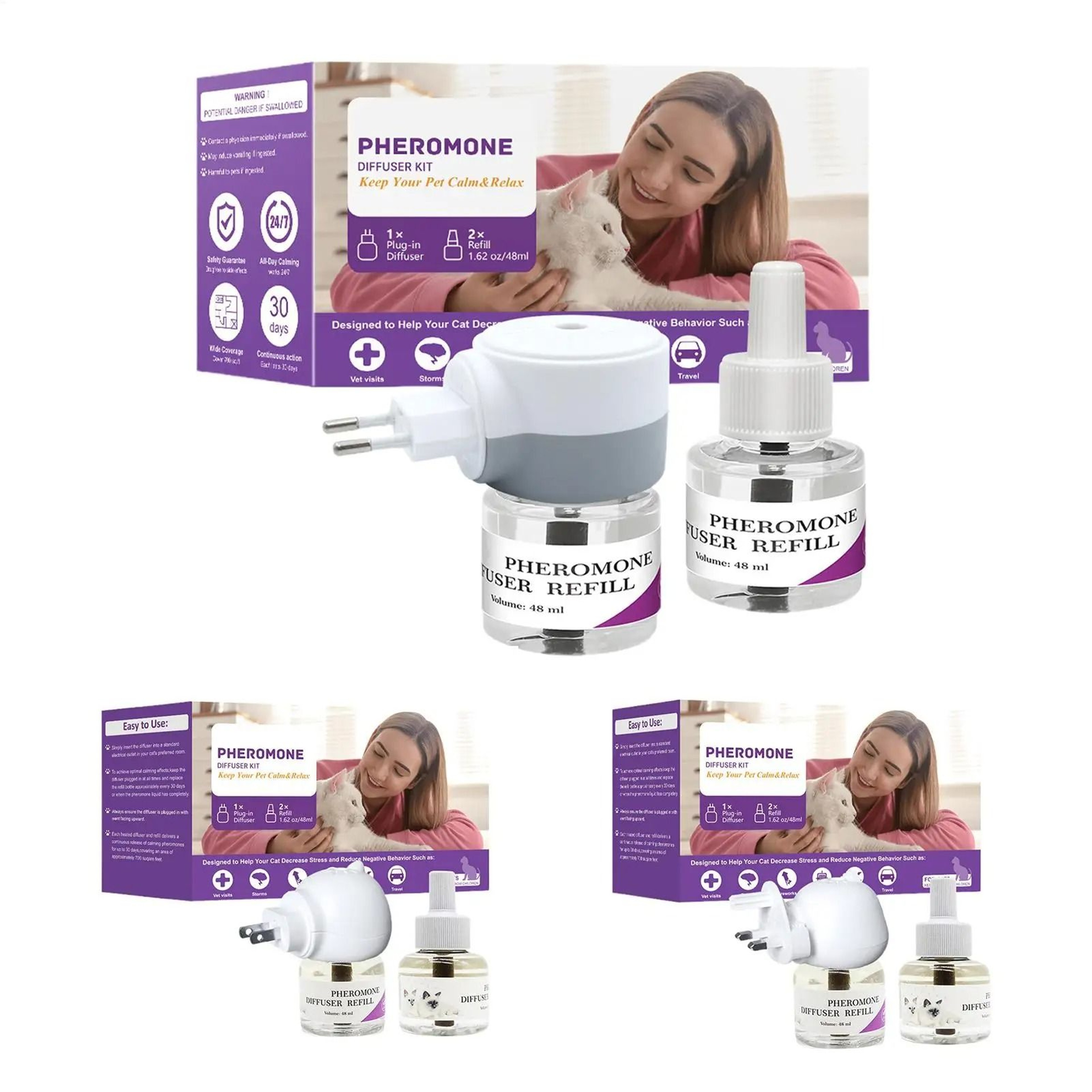 Long Lasting Cat Pheromone Diffuser Plug In For Stress Relief Travel And Home Comfort 7