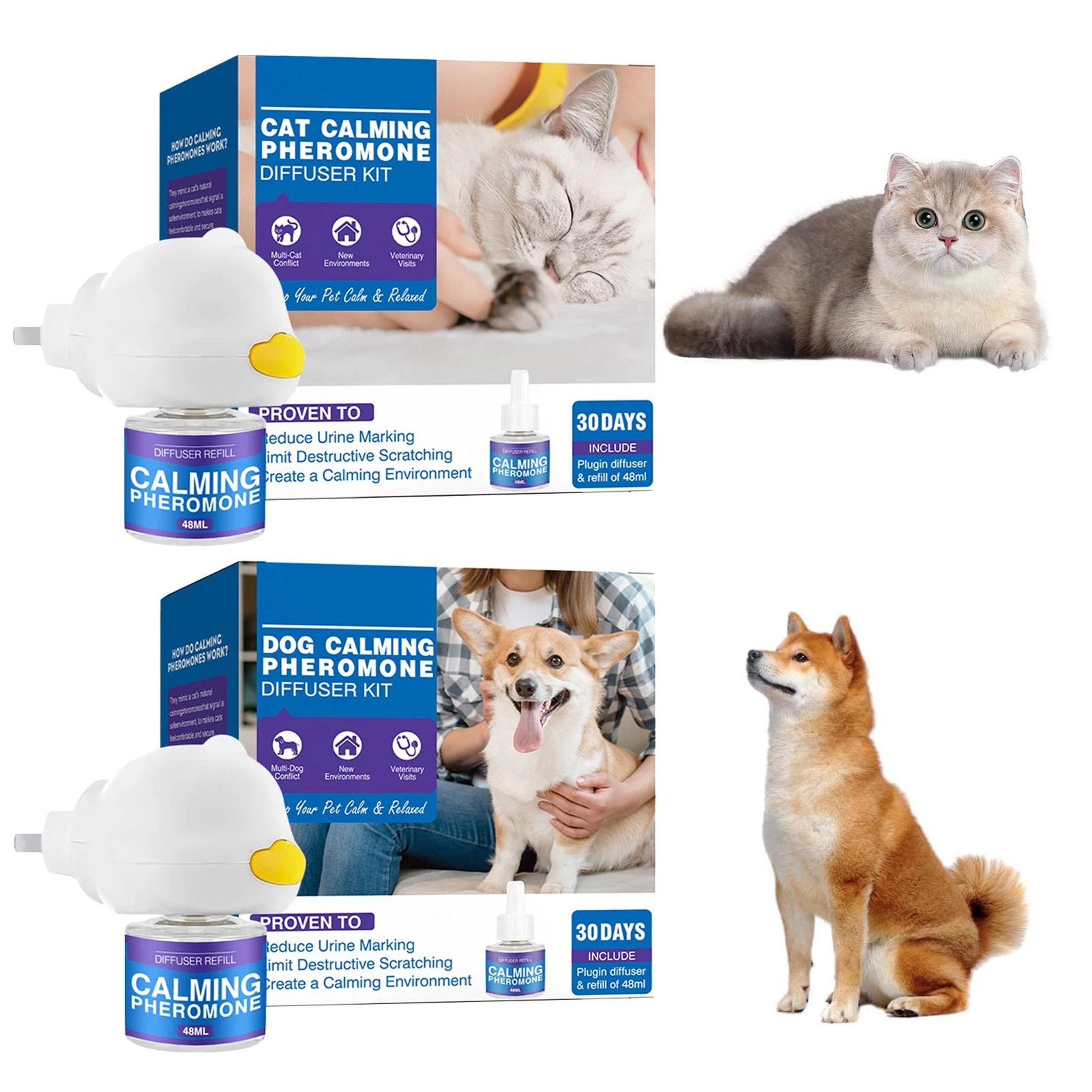 Cat Dog Calming Pheromone Diffuser 48ml Plug In Stress Relief Comfort For Home Travel Pets 8