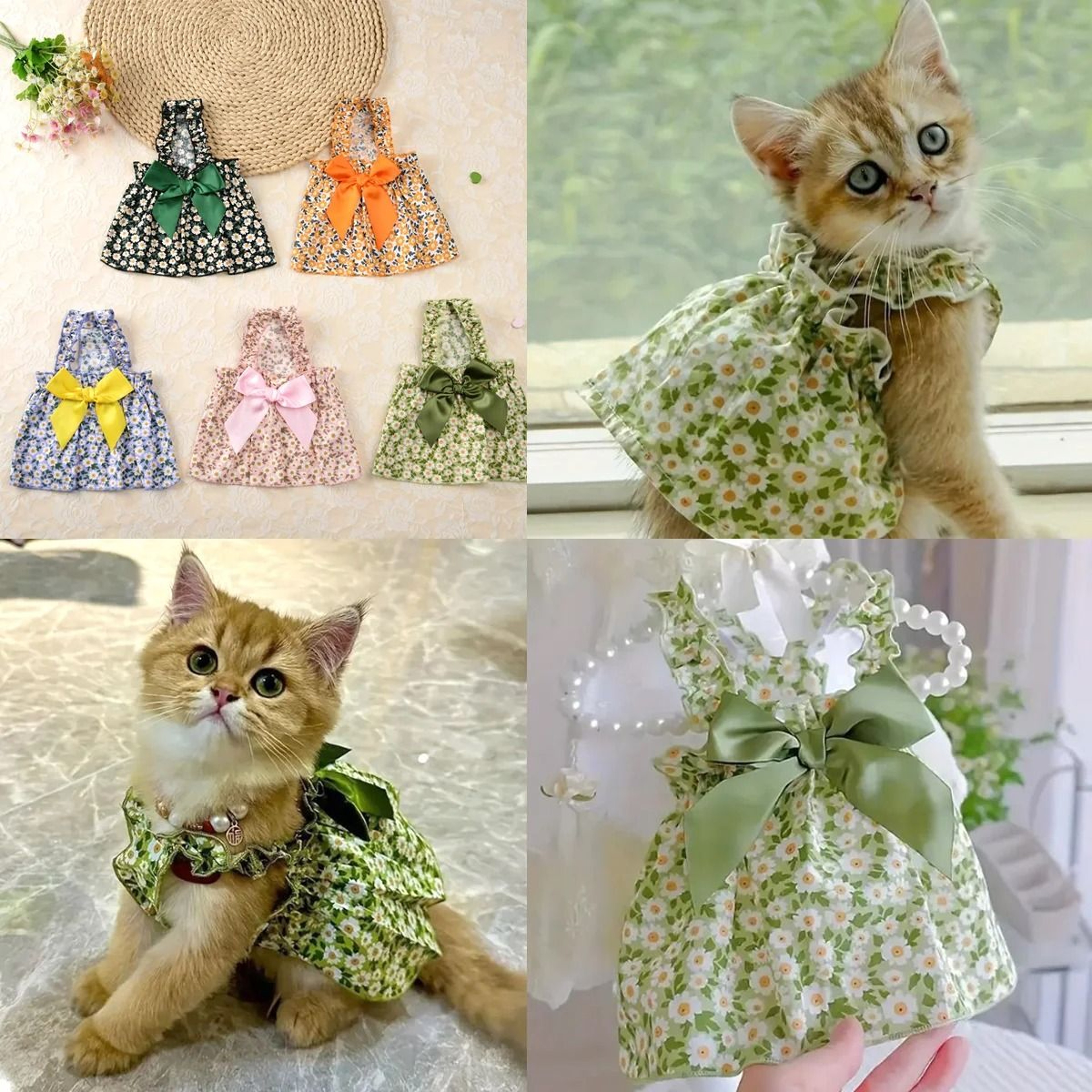 Romantic Floral Pet Summer Dress For Dogs Cats Birthday Wedding Party Outfit 11