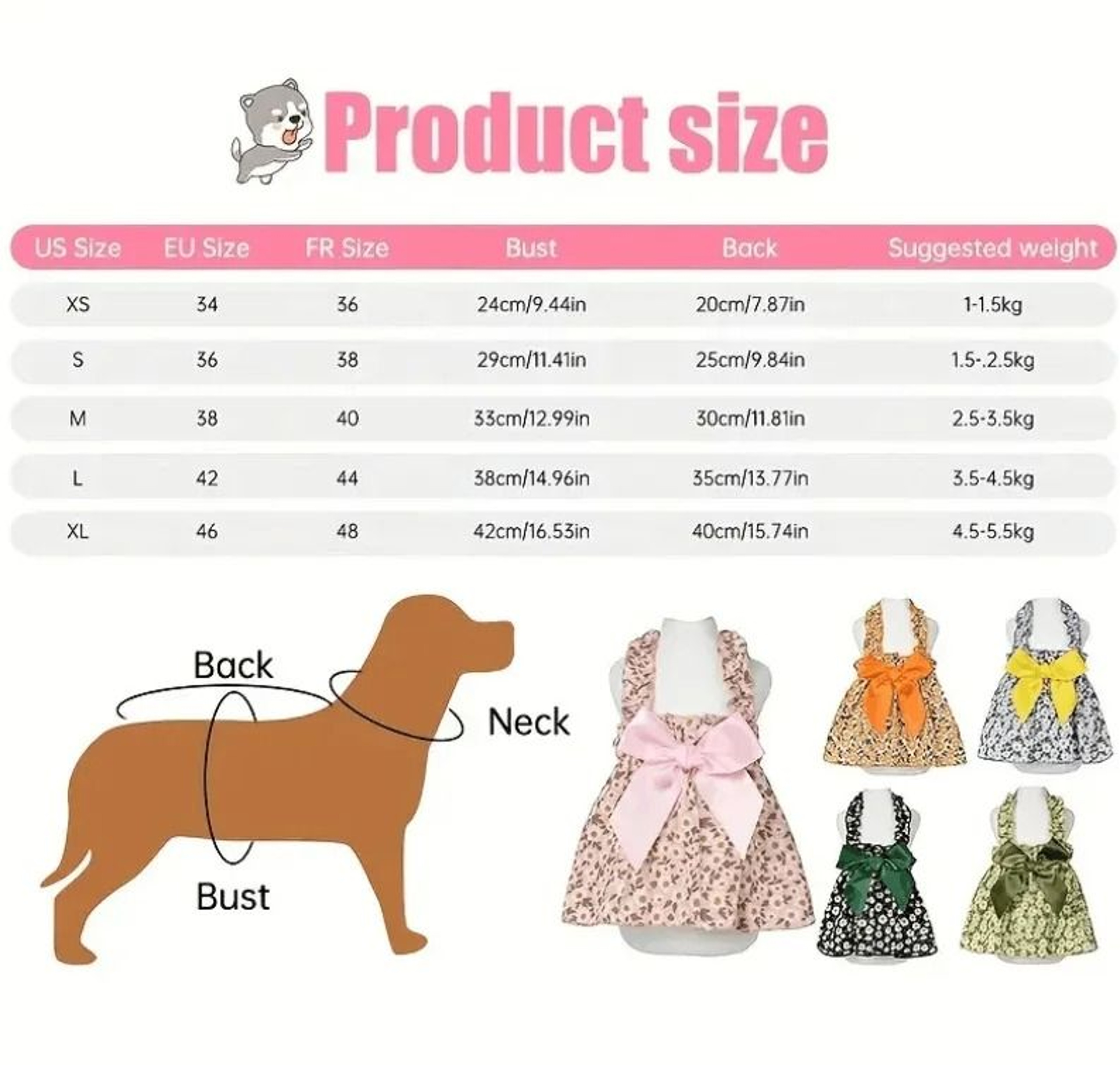 Romantic Floral Pet Summer Dress For Dogs Cats Birthday Wedding Party Outfit 9