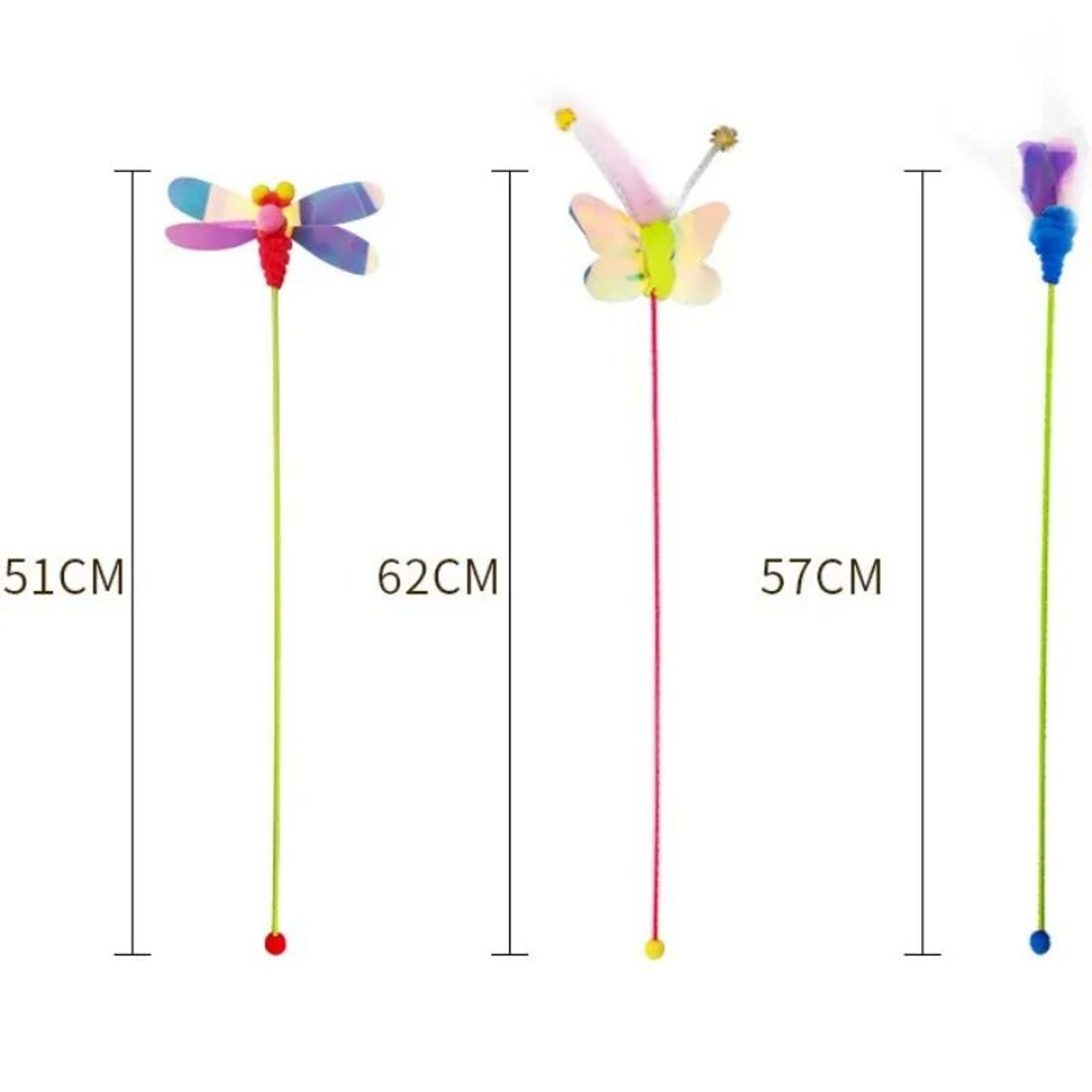 Interactive Feather Cat Teaser Stick With Butterfly Insect And Wool Ball Toys 4
