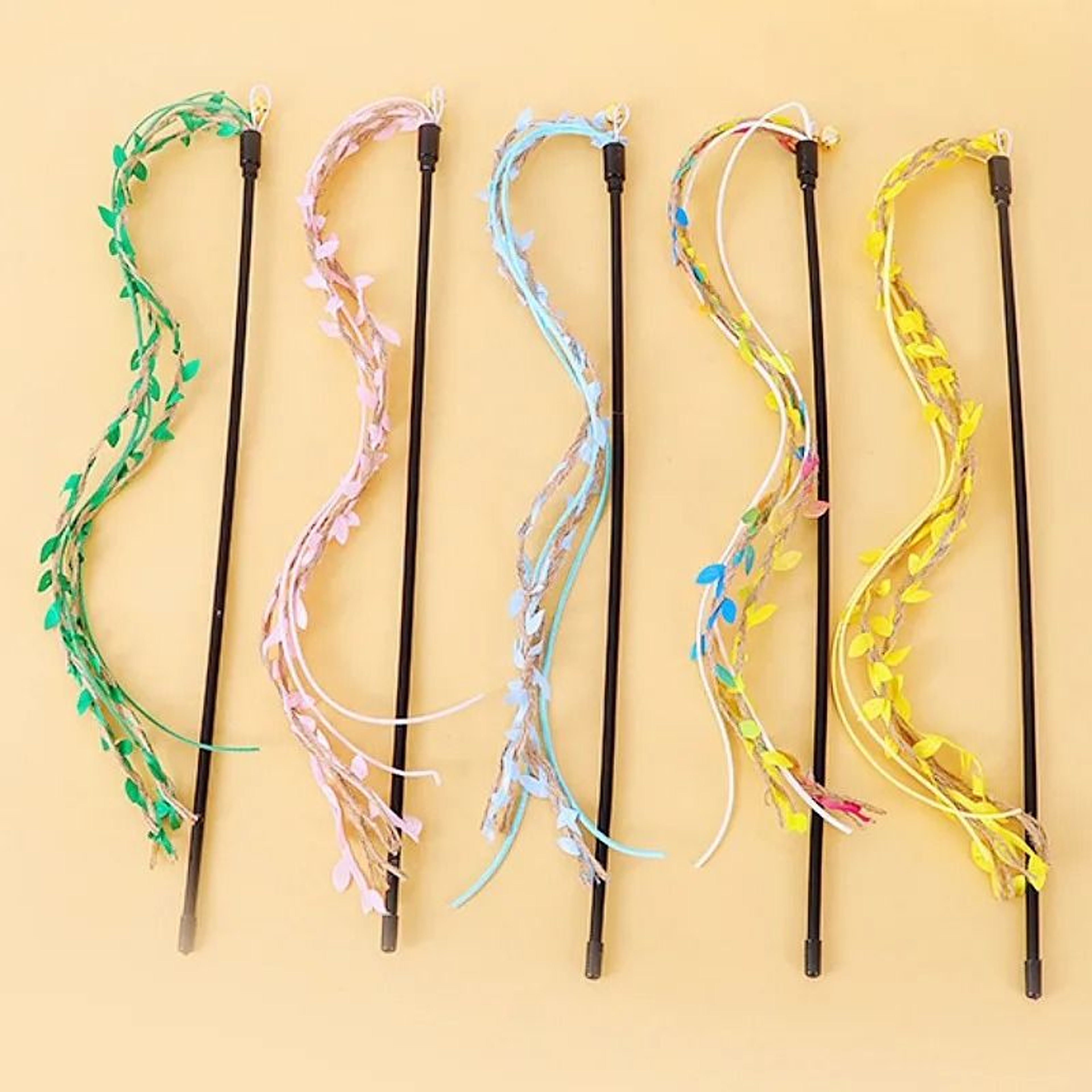 Long Handle Cat Tassel Teaser Stick With Bell Rope Toy For Indoor Play 0