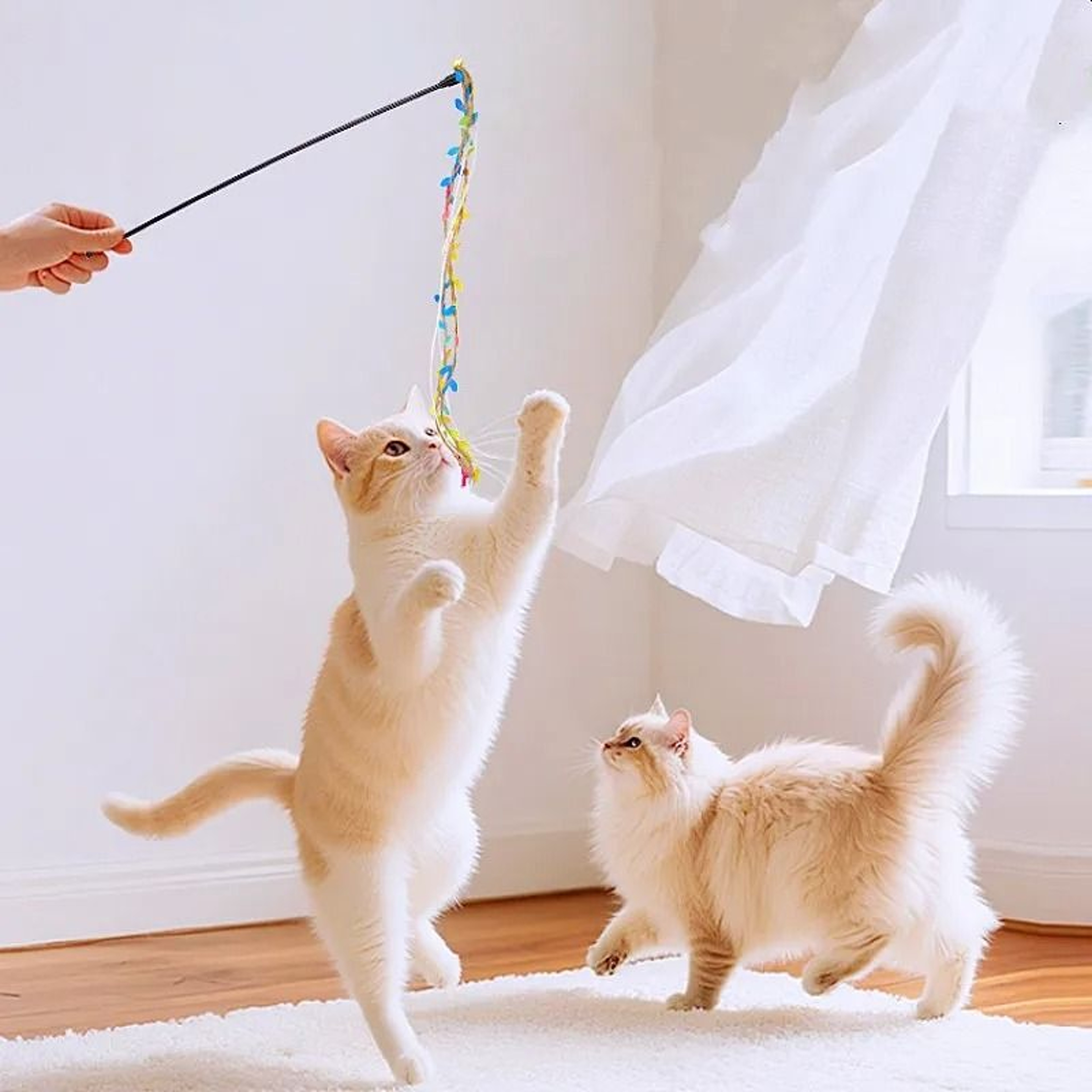 Long Handle Cat Tassel Teaser Stick With Bell Rope Toy For Indoor Play 11
