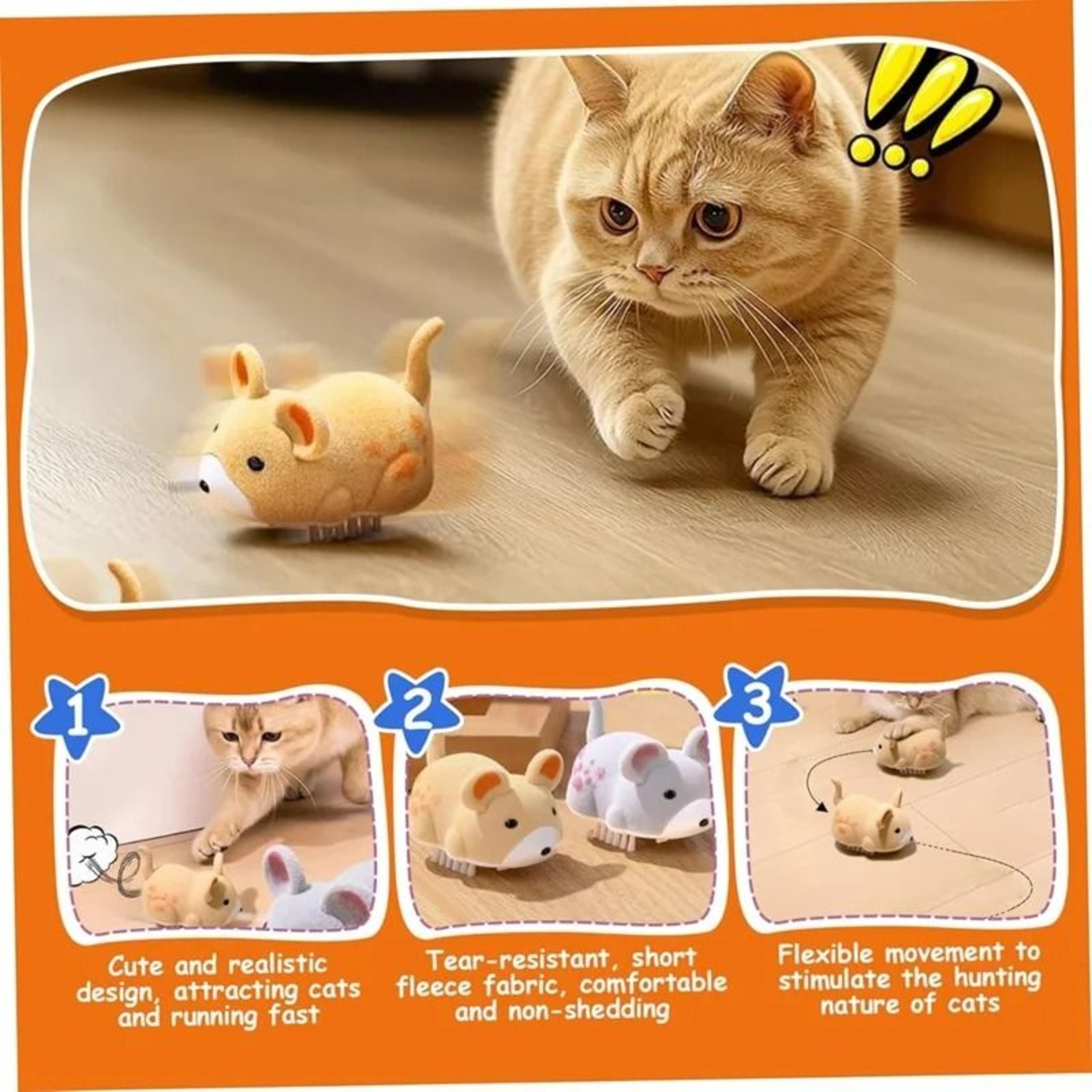 Electric Moving Mouse Cat Toy Obstacle Avoiding Interactive Hamster Toy For Indoor Play 10