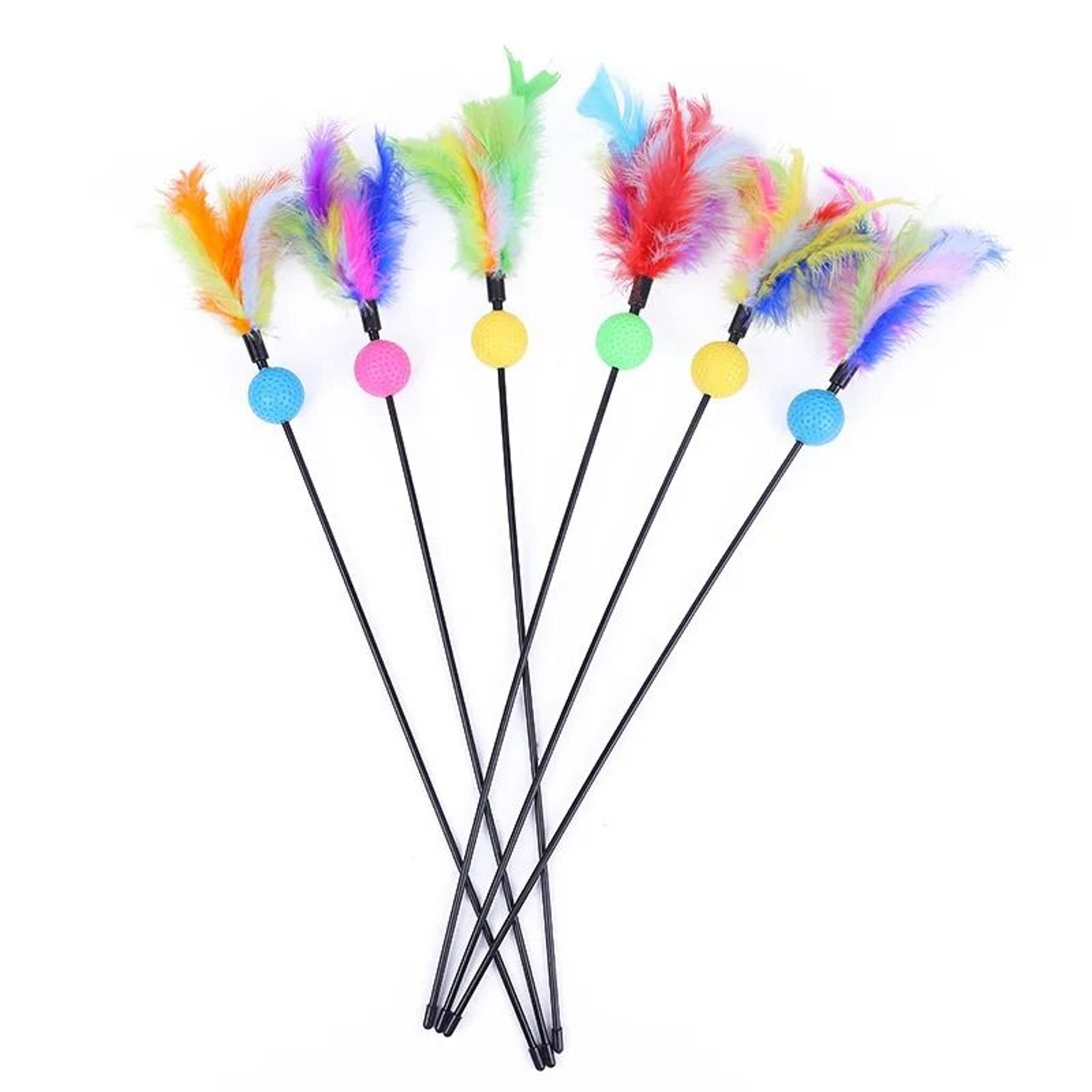 Five Piece Cat Feather Wand Toy Set With Bell For Interactive Kitten Exercise Play 7
