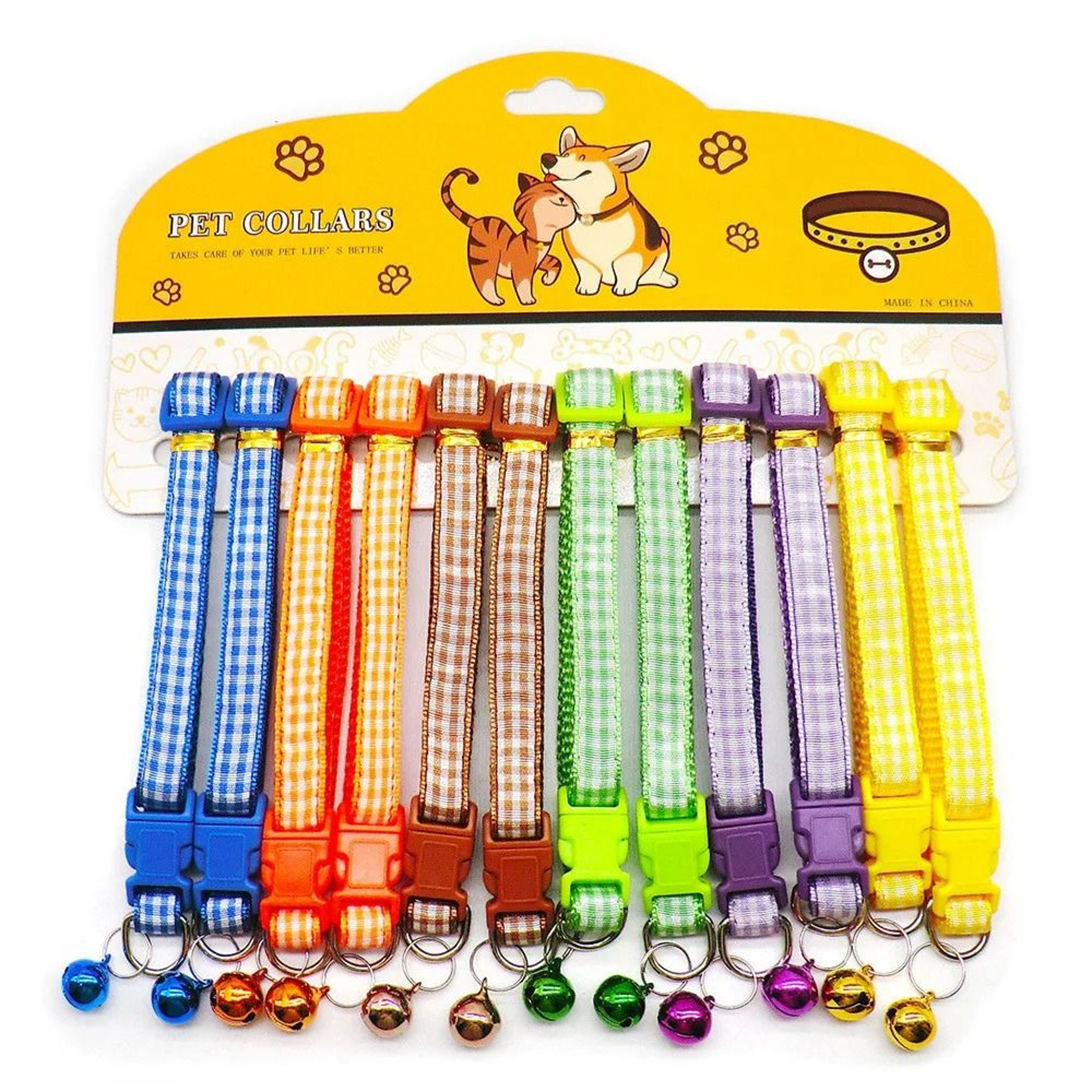 Twelve Piece Adjustable Nylon Pet Collar Set With Bell For Cats Dogs And Puppies 2