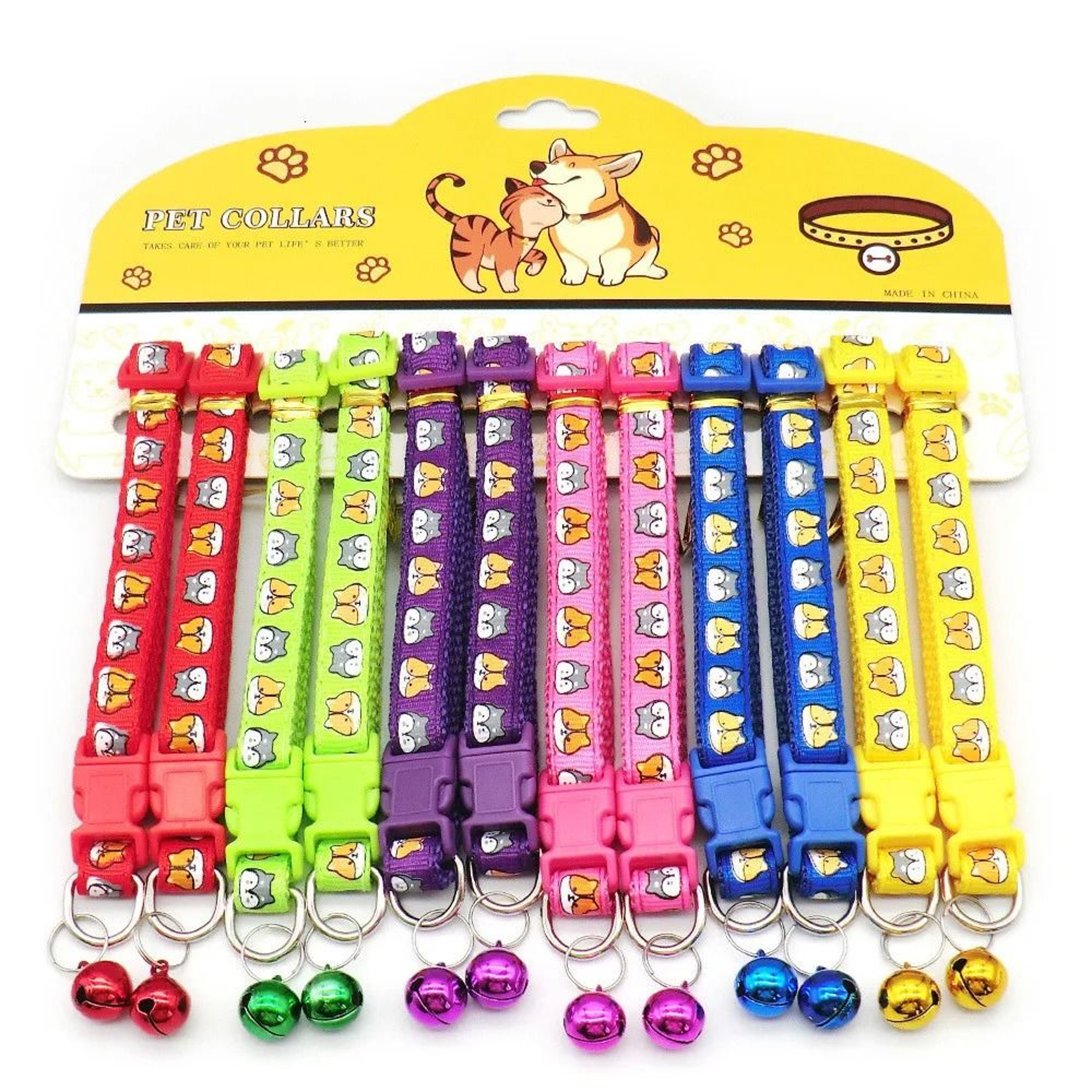 Twelve Piece Adjustable Nylon Pet Collar Set With Bell For Cats Dogs And Puppies 5