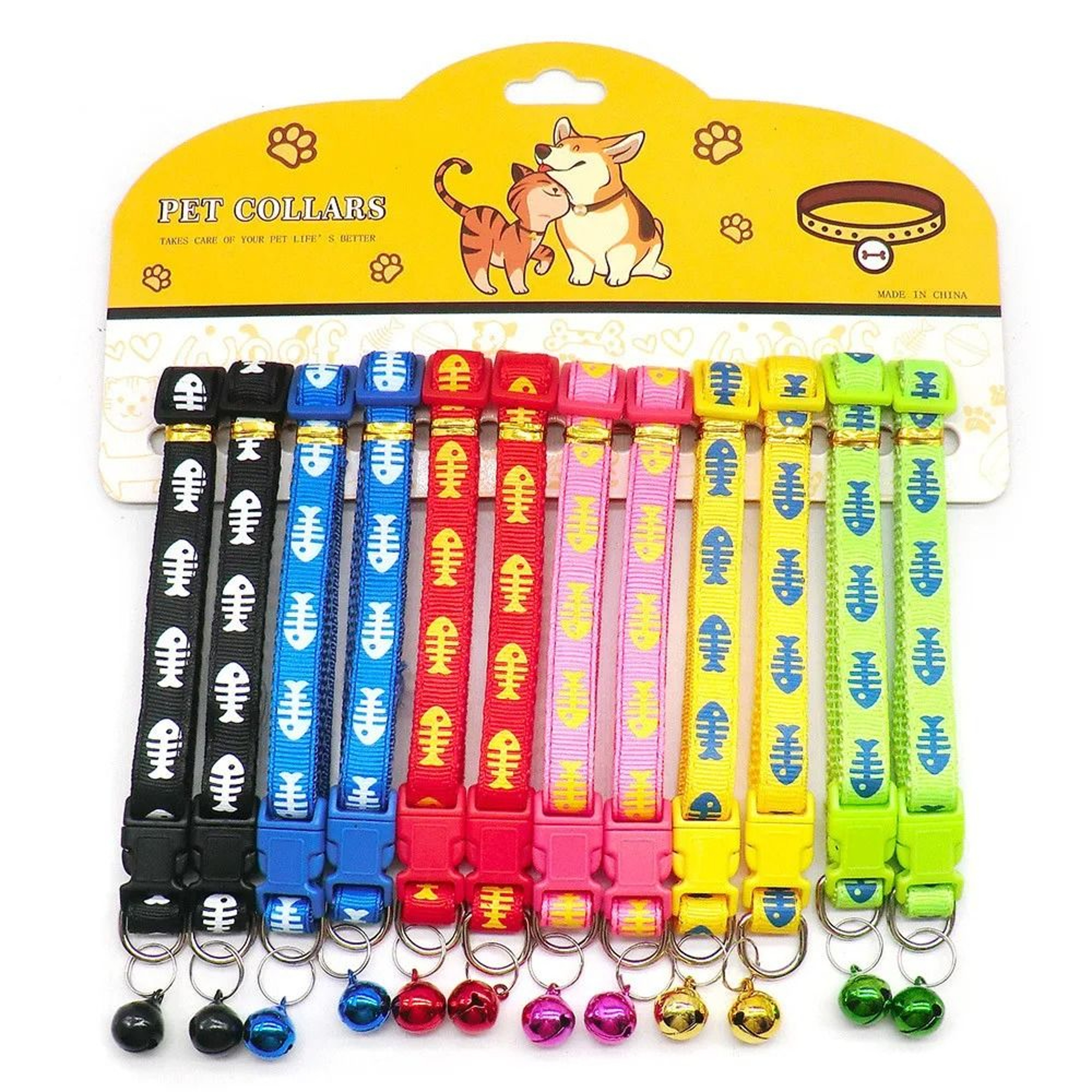Twelve Piece Adjustable Nylon Pet Collar Set With Bell For Cats Dogs And Puppies 6