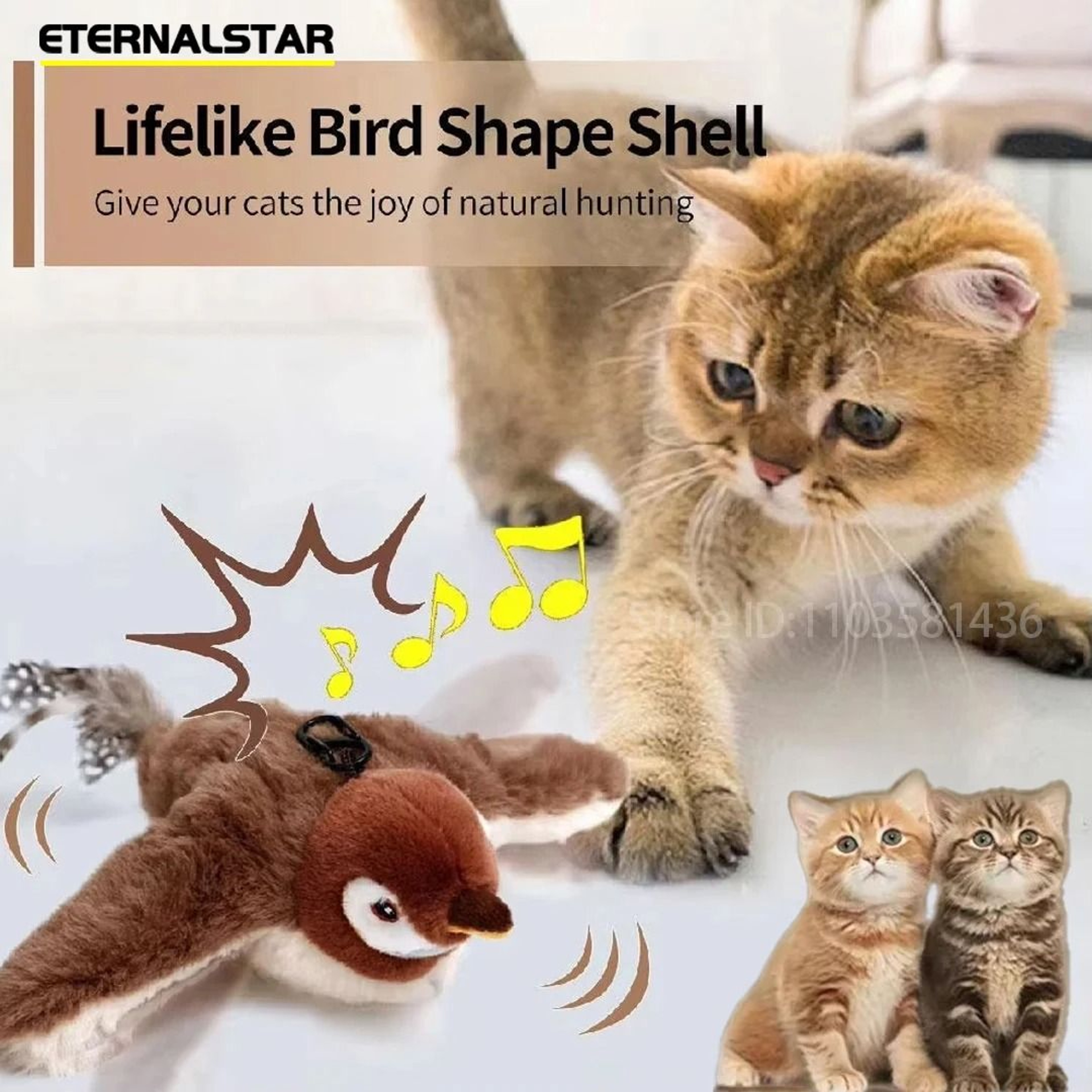 USB Rechargeable Flapping Bird Cat Toy With Catnip Chirping Sound For Interactive Kitten Play 12