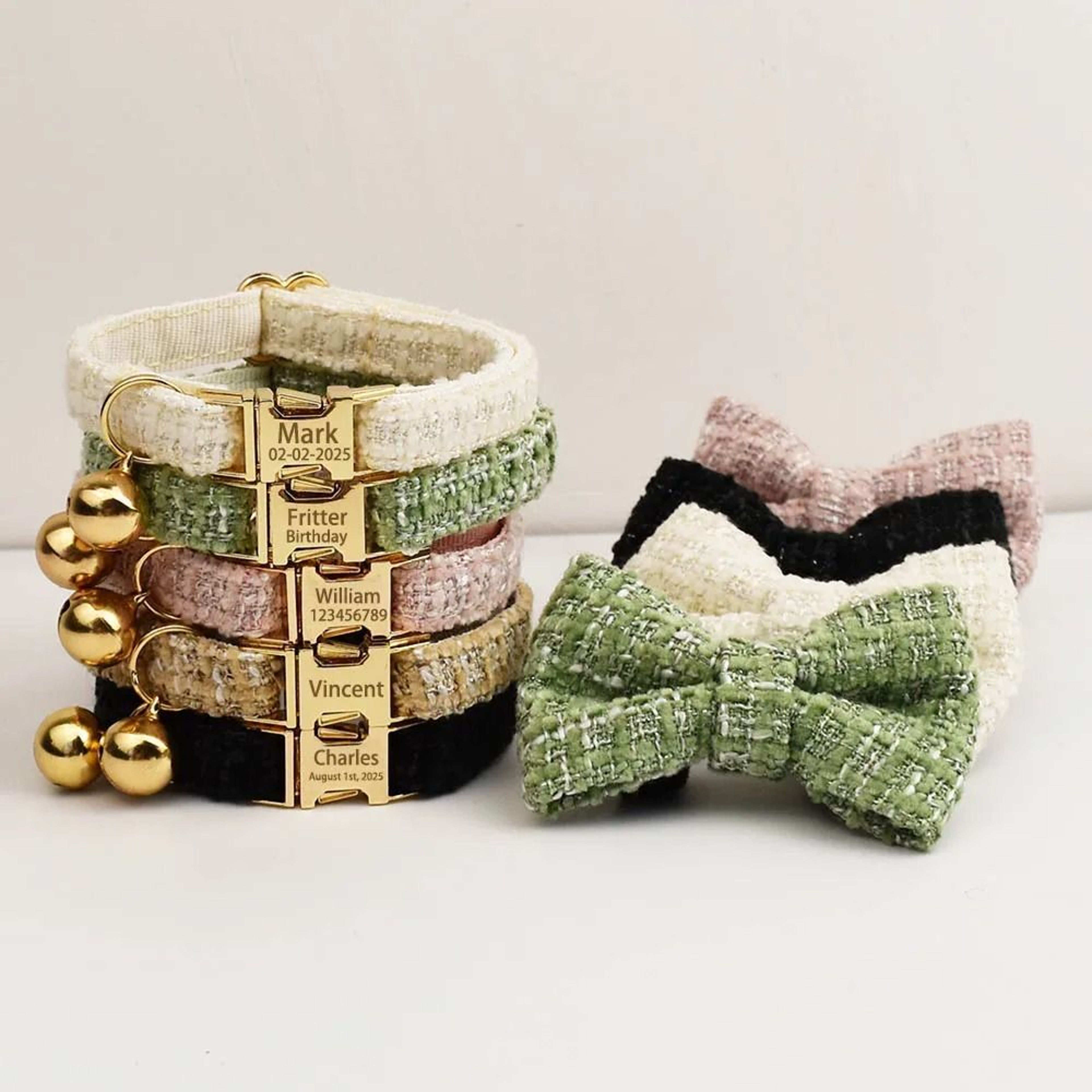 Personalized Cat Collar And Leash Set With Bell And Engraved ID Tag 26