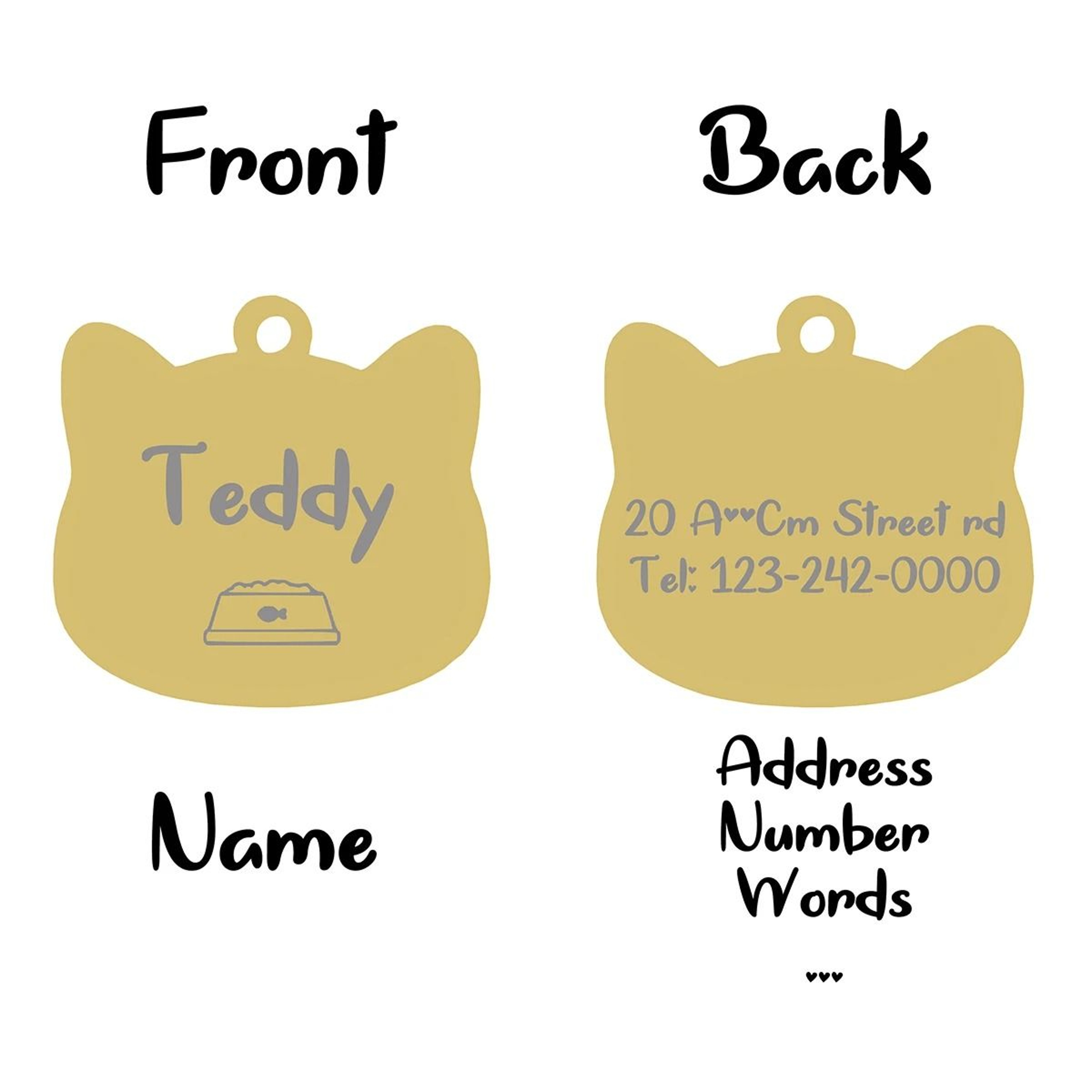 Custom Stainless Steel Cat Name Tag Engraved Pet ID Pendant 28