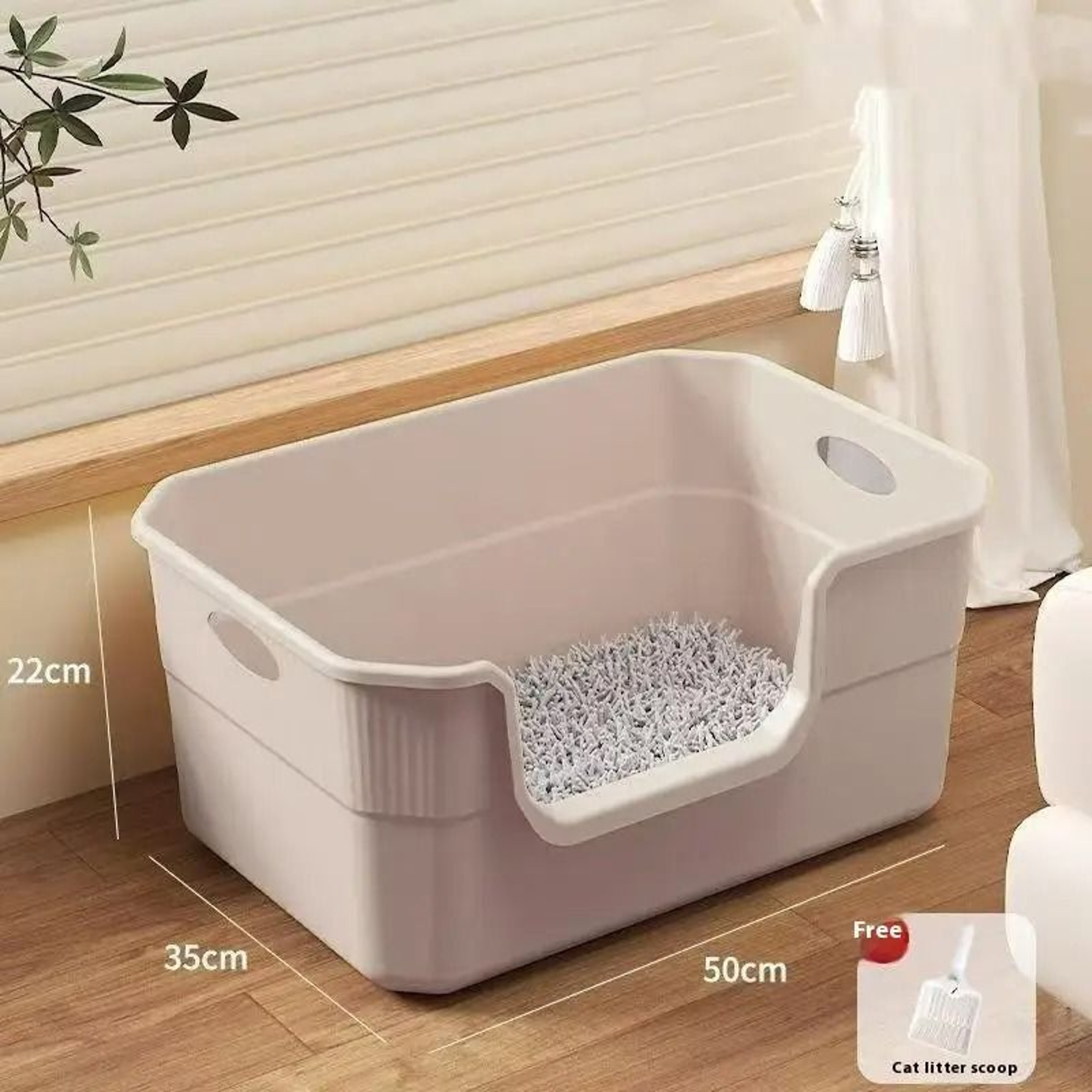 Extra Large High Sided Cat Litter Box With Semi Enclosed Anti Splash Design 4