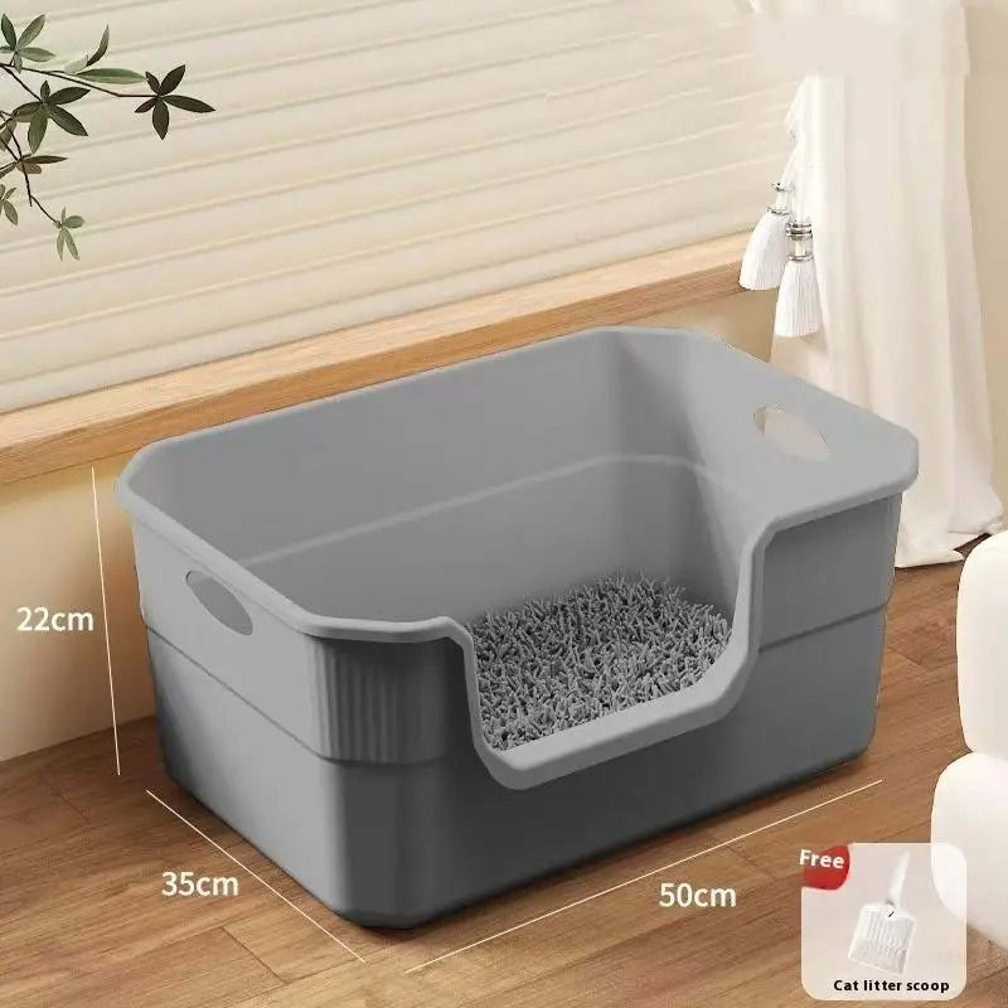 Extra Large High Sided Cat Litter Box With Semi Enclosed Anti Splash Design 2