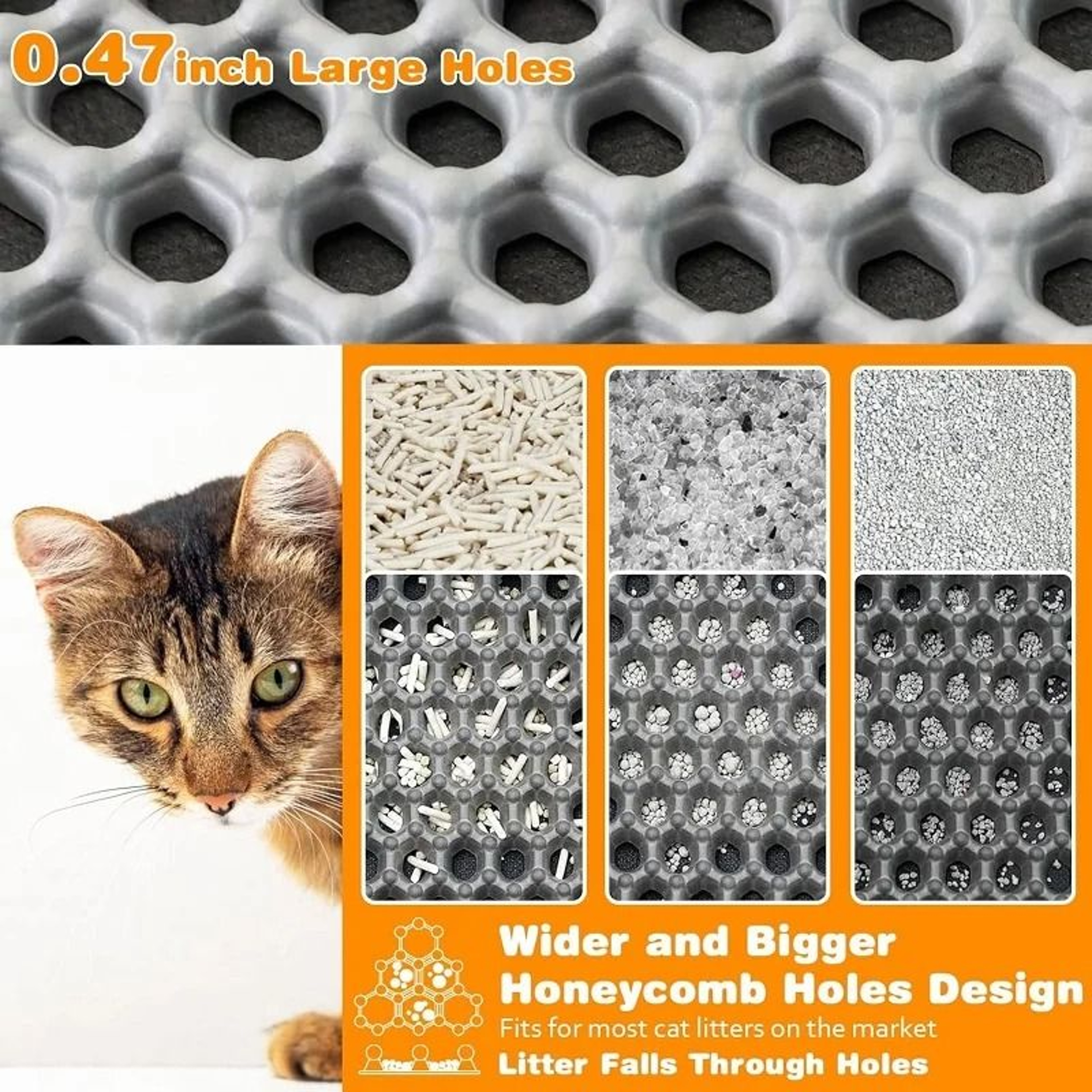 Large Waterproof Cat Litter Mat Double Layer Non Slip Litter Trapping Pad For Floors 7