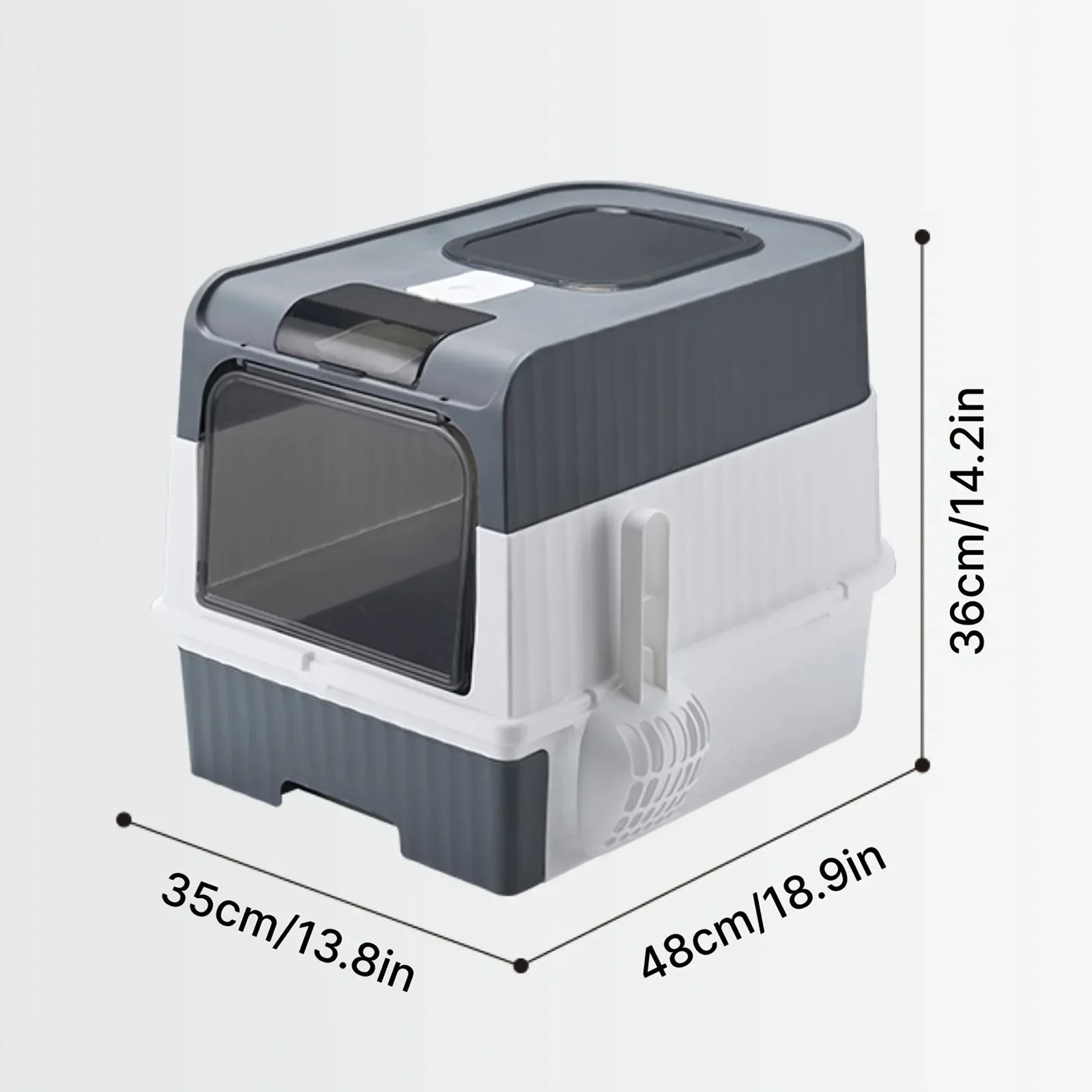 Portable Collapsible Cat Litter Box With Splash Guard Lid And Scoop For Easy Cleaning 5