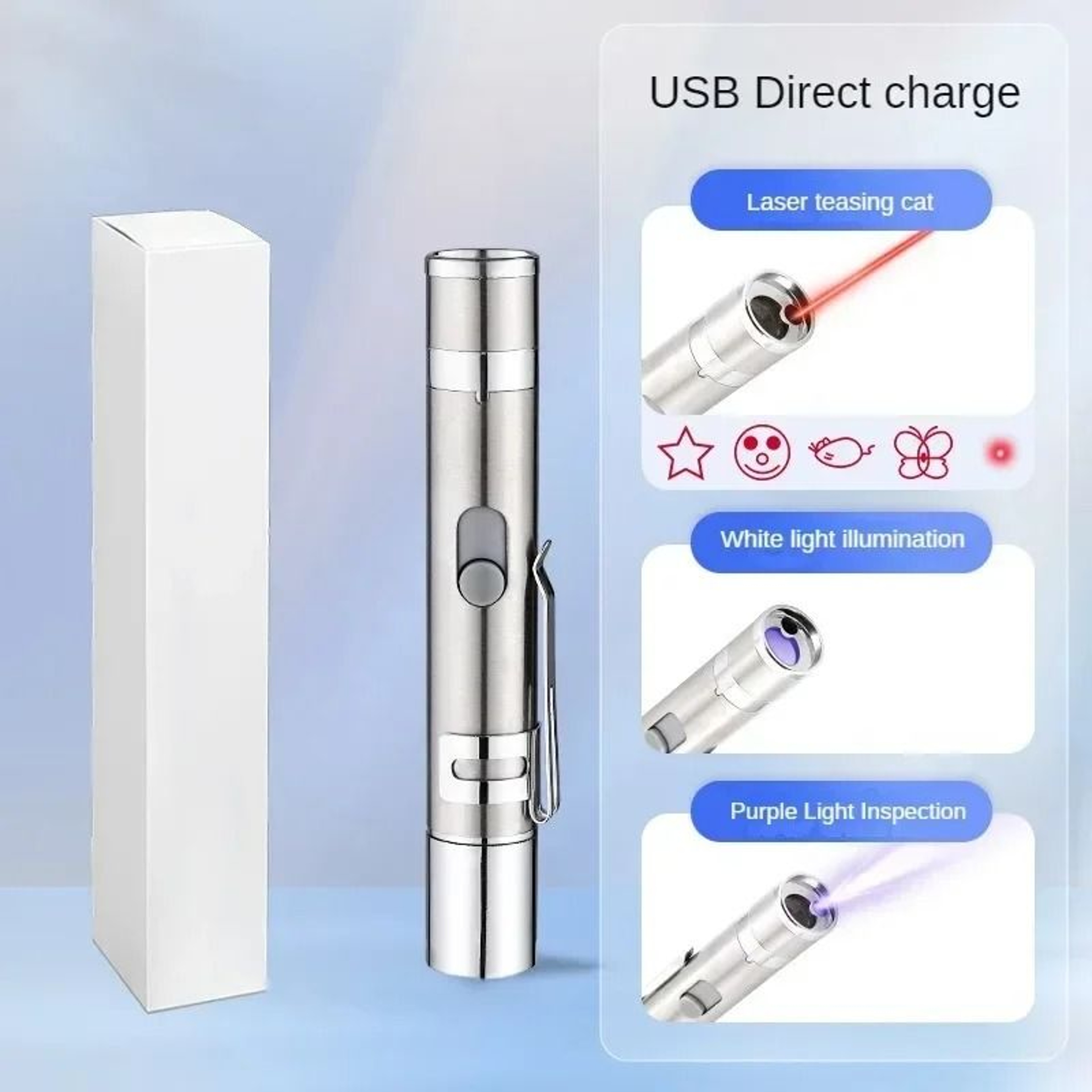 USB Rechargeable Laser Cat Toy Interactive Projection Stick For Indoor Pet Activity 4