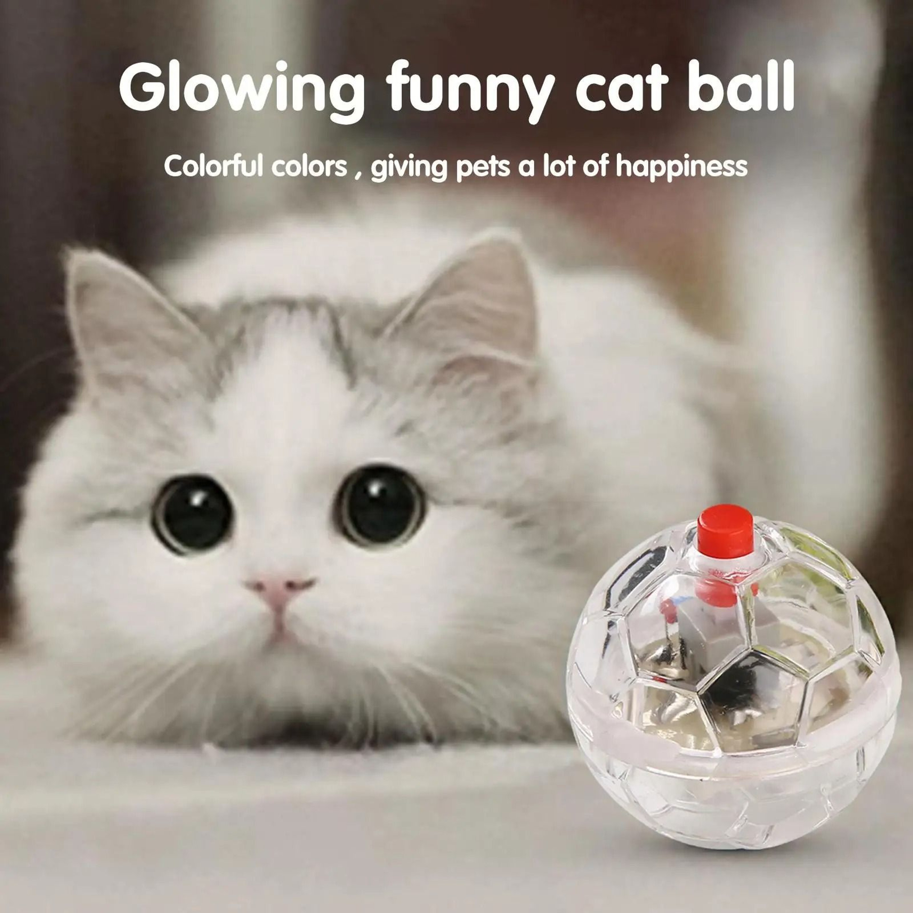 Light Up Cat Ball Motion Activated LED Pet Toy For Interactive Indoor Play 3