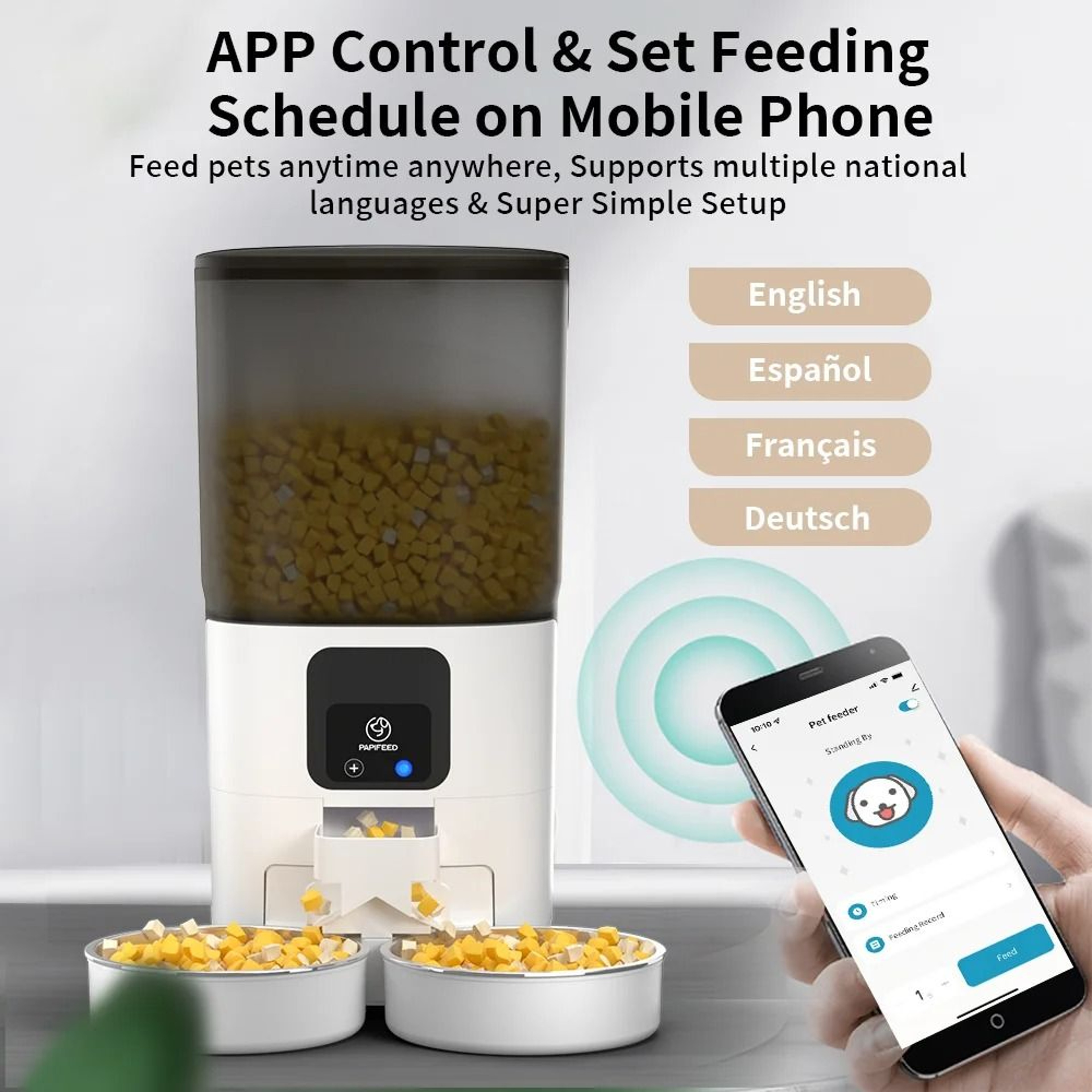 Automatic Cat Feeder 7L Smart Food Dispenser With Camera And Double Stainless Bowls 6