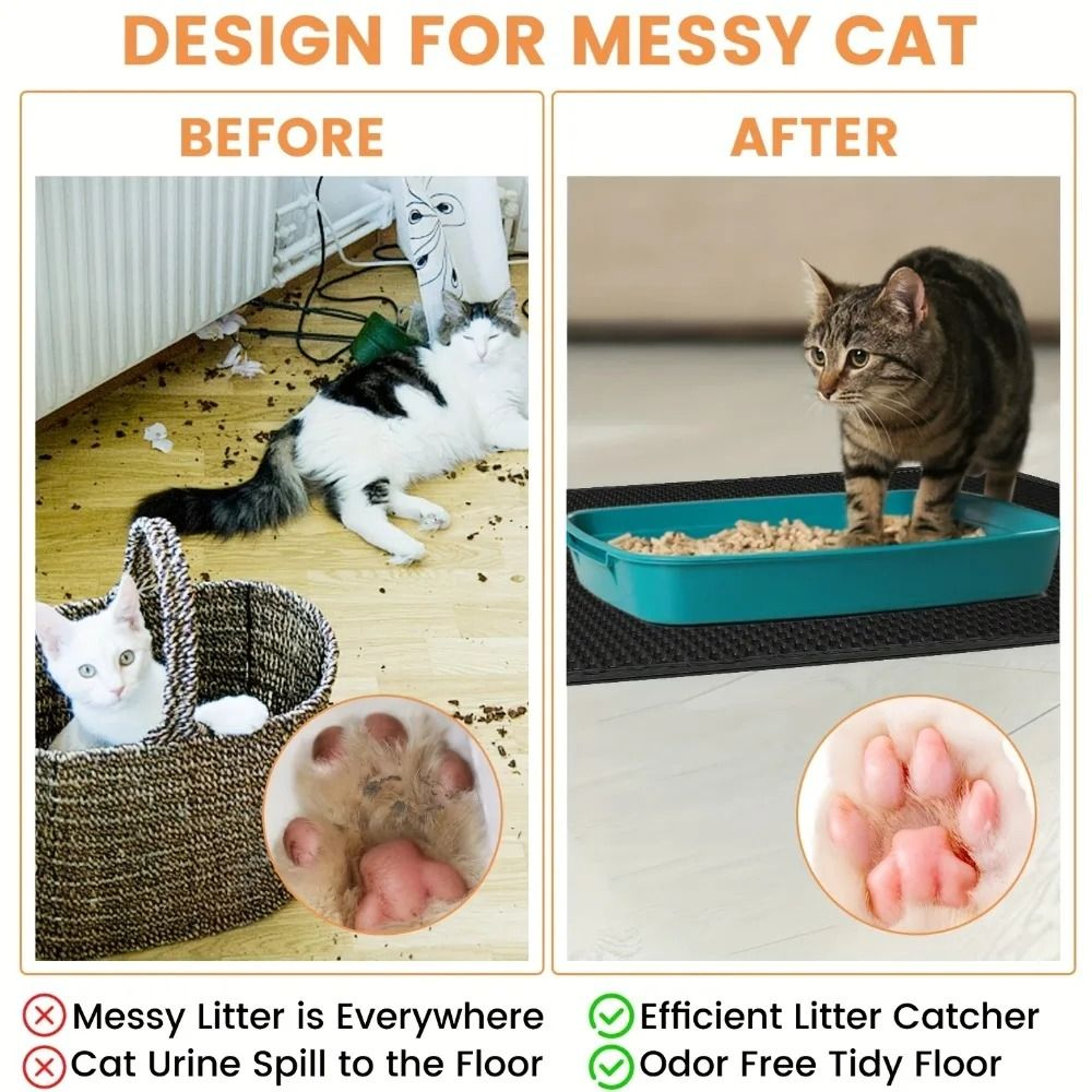 Large Waterproof Cat Litter Mat With Double Layer Non Slip Trapping Design 3