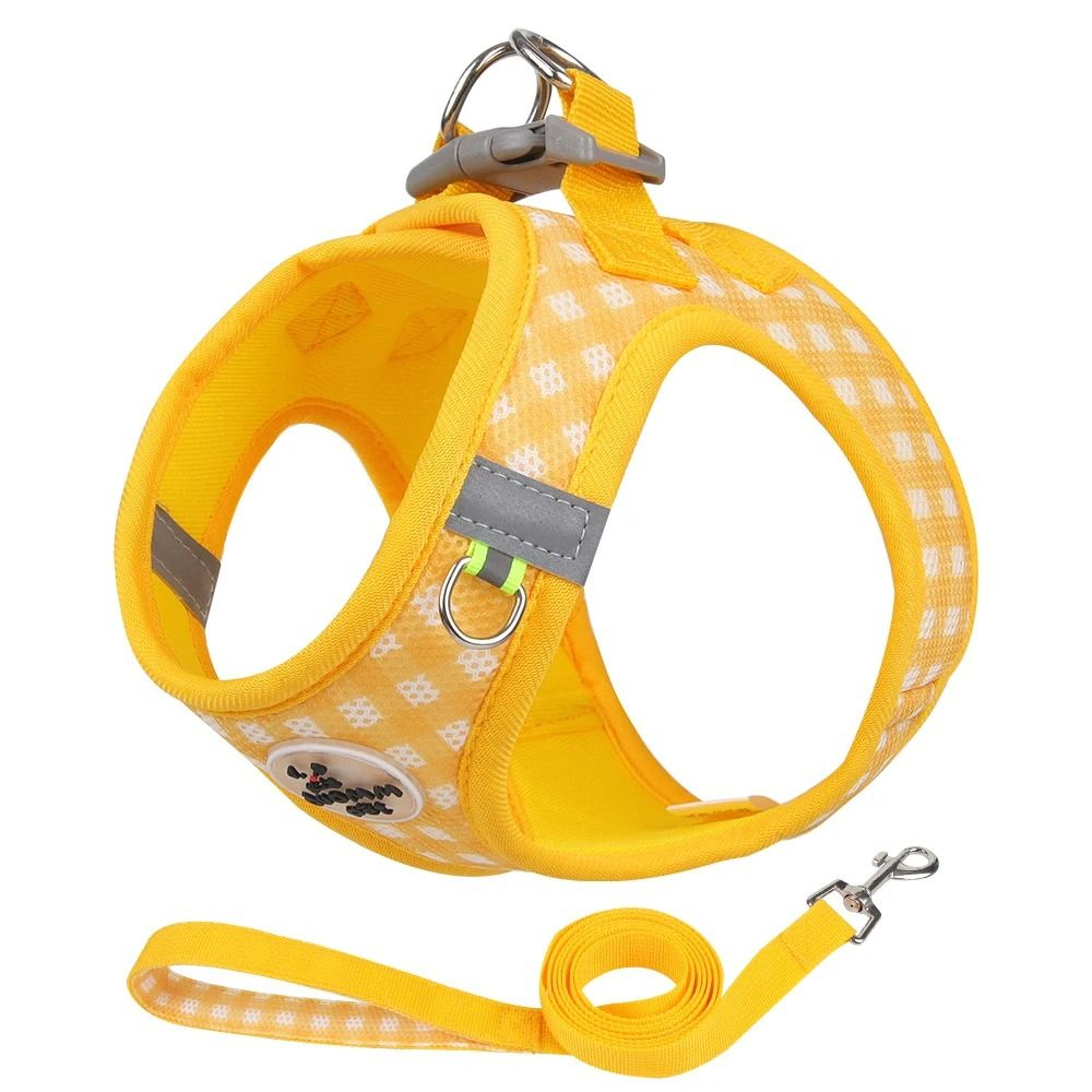 Checkered Cat Harness And Leash Set With Reflective Breathable Chest Strap 2