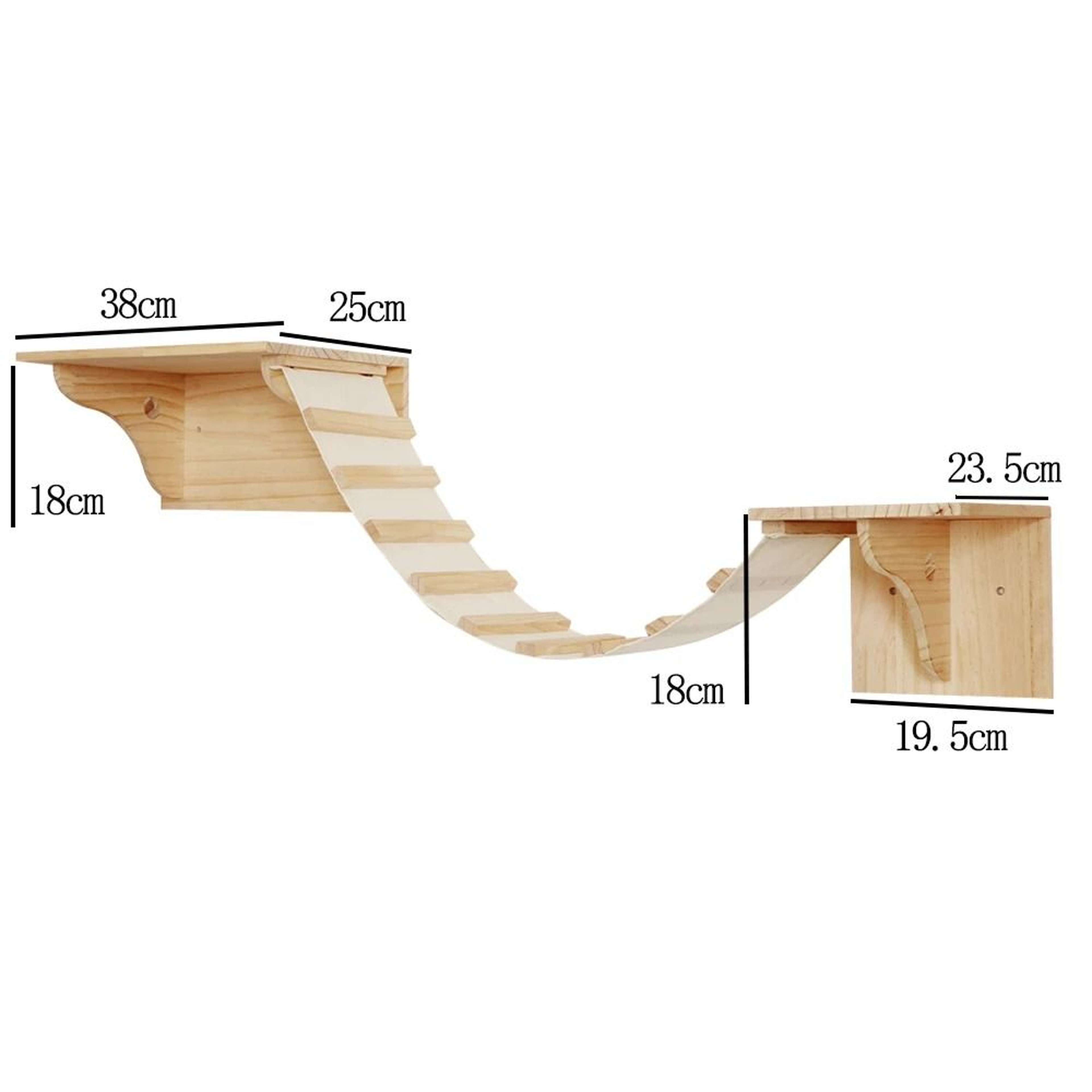 Wall Mounted Cat Climbing Shelves With Hammock Steps And Wooden Jumping Platforms 10