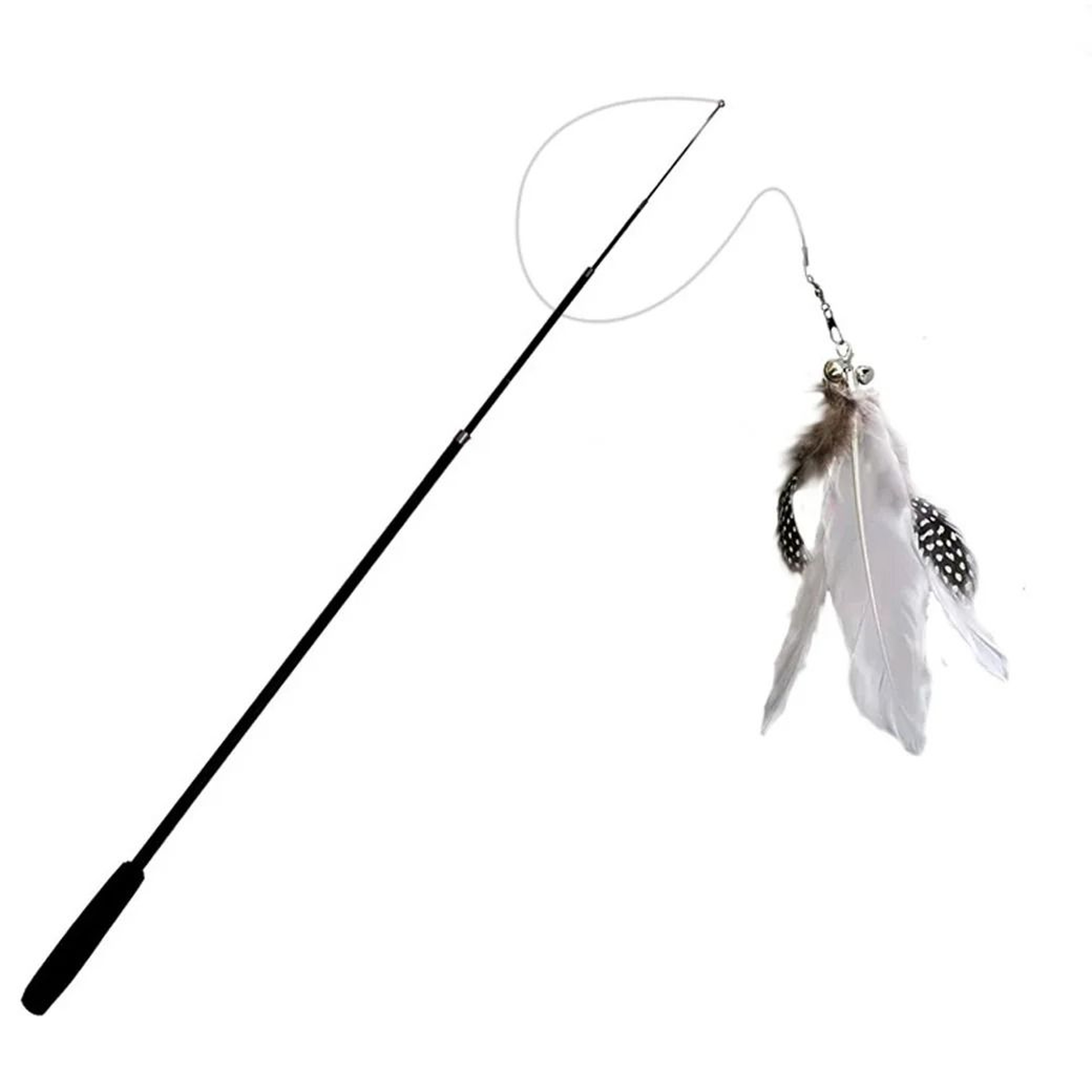 Extendable Cat Teaser Rod Retractable Feather Wand With Bells For Active Indoor Play 1