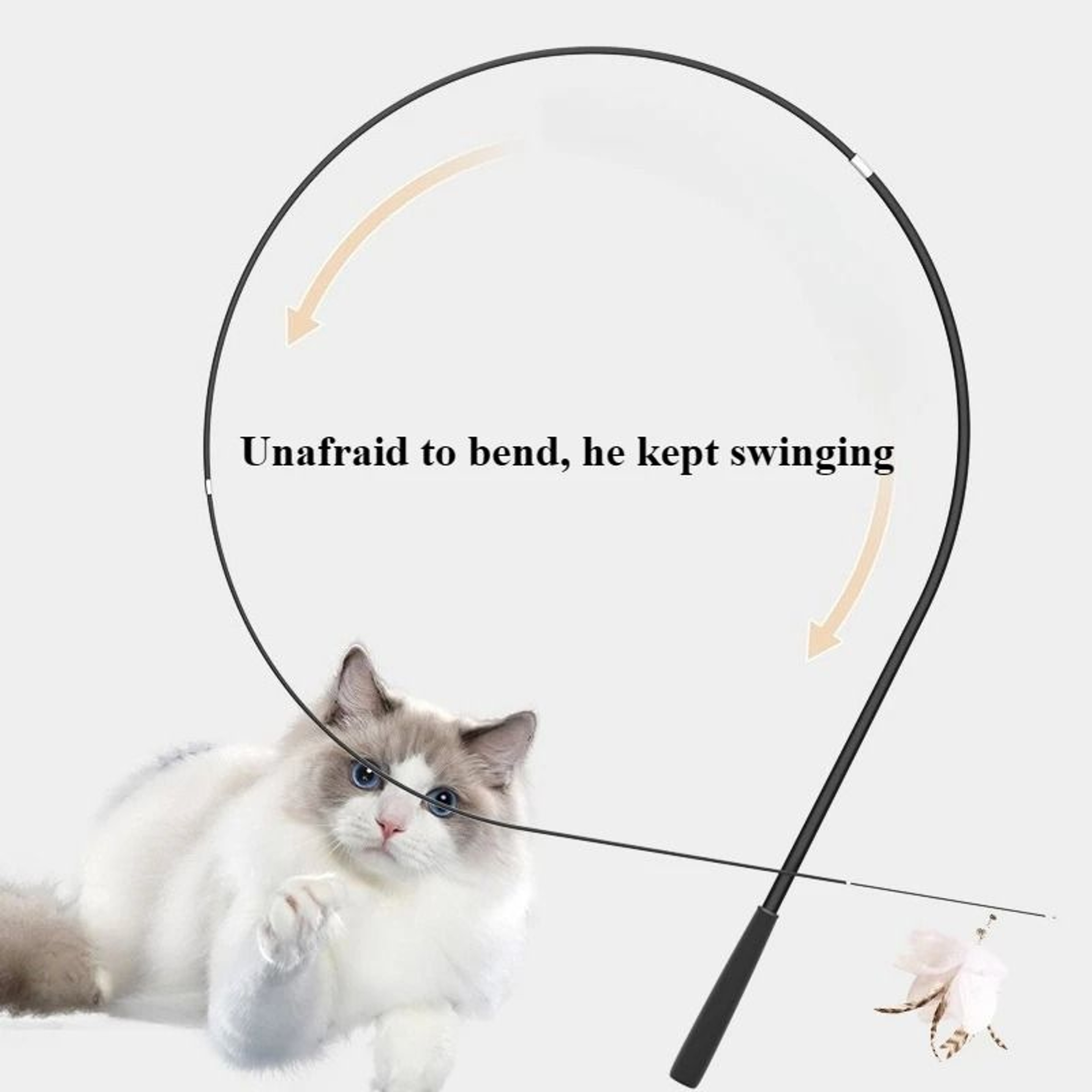 Extendable Cat Teaser Rod Retractable Feather Wand With Bells For Active Indoor Play 8