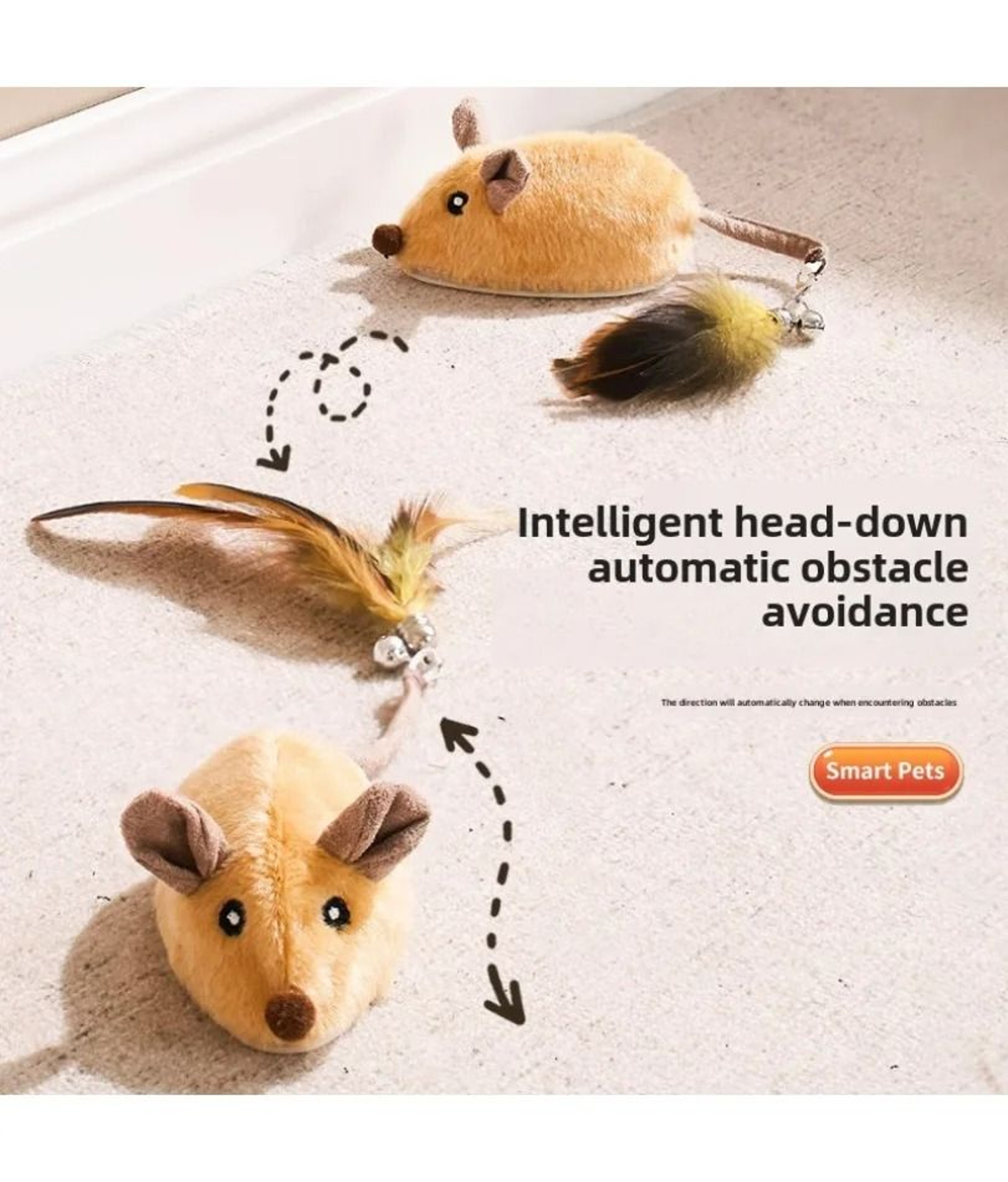 Automatic Moving Mouse Cat Toy USB Rechargeable Squeaky Plush Toy For Indoor Hunting Play 4