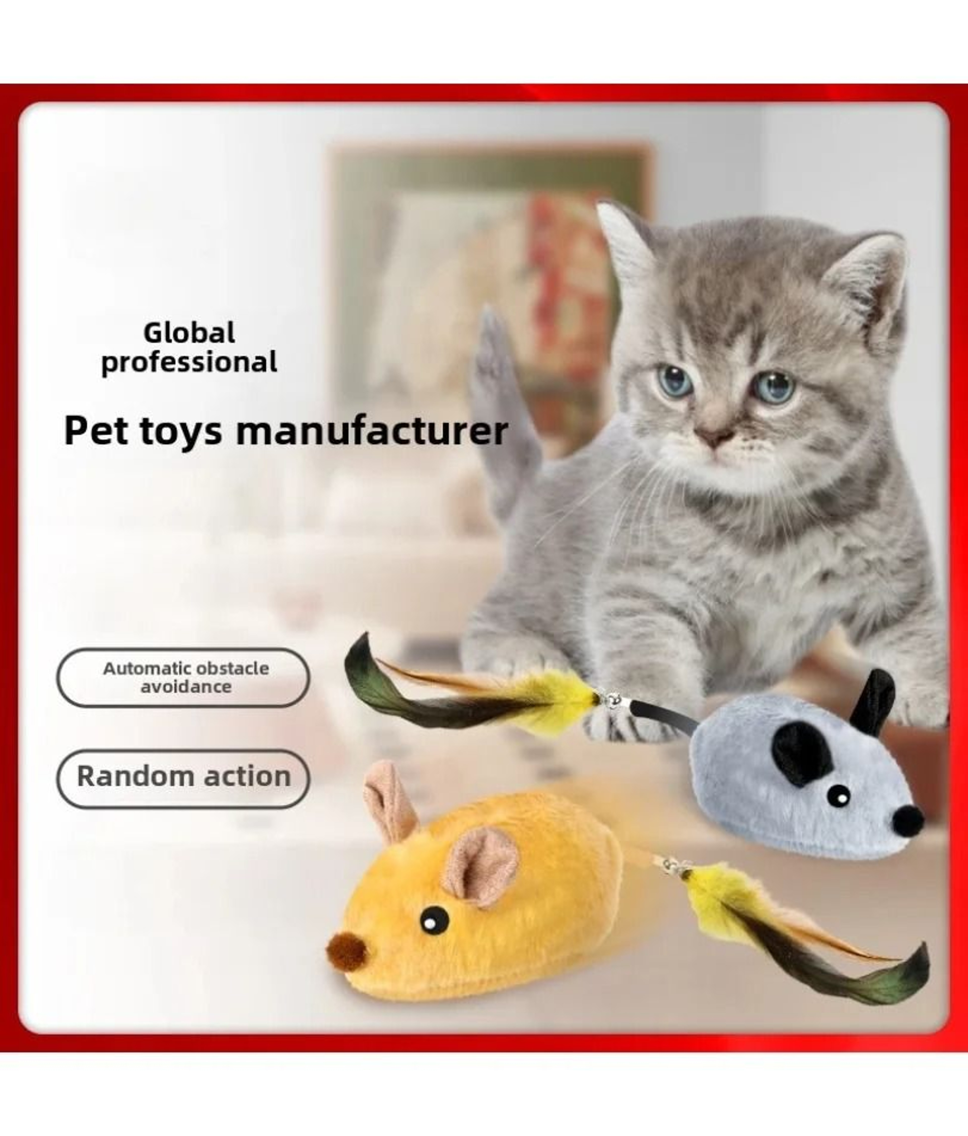 Automatic Moving Mouse Cat Toy USB Rechargeable Squeaky Plush Toy For Indoor Hunting Play 7
