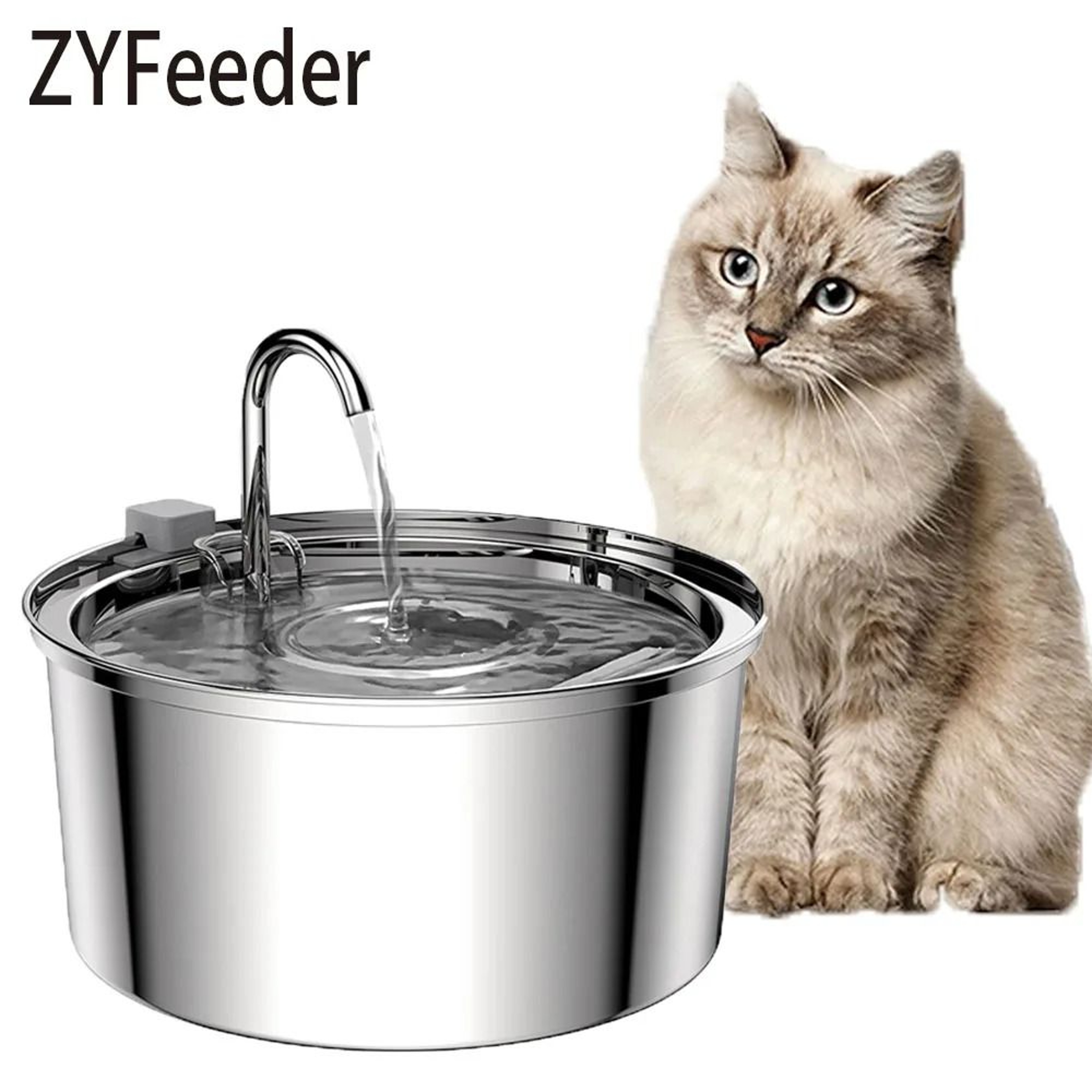 Stainless Steel Cat Water Fountain USB Quiet Automatic Pet Drinking Bowl For Cats And Dogs 0