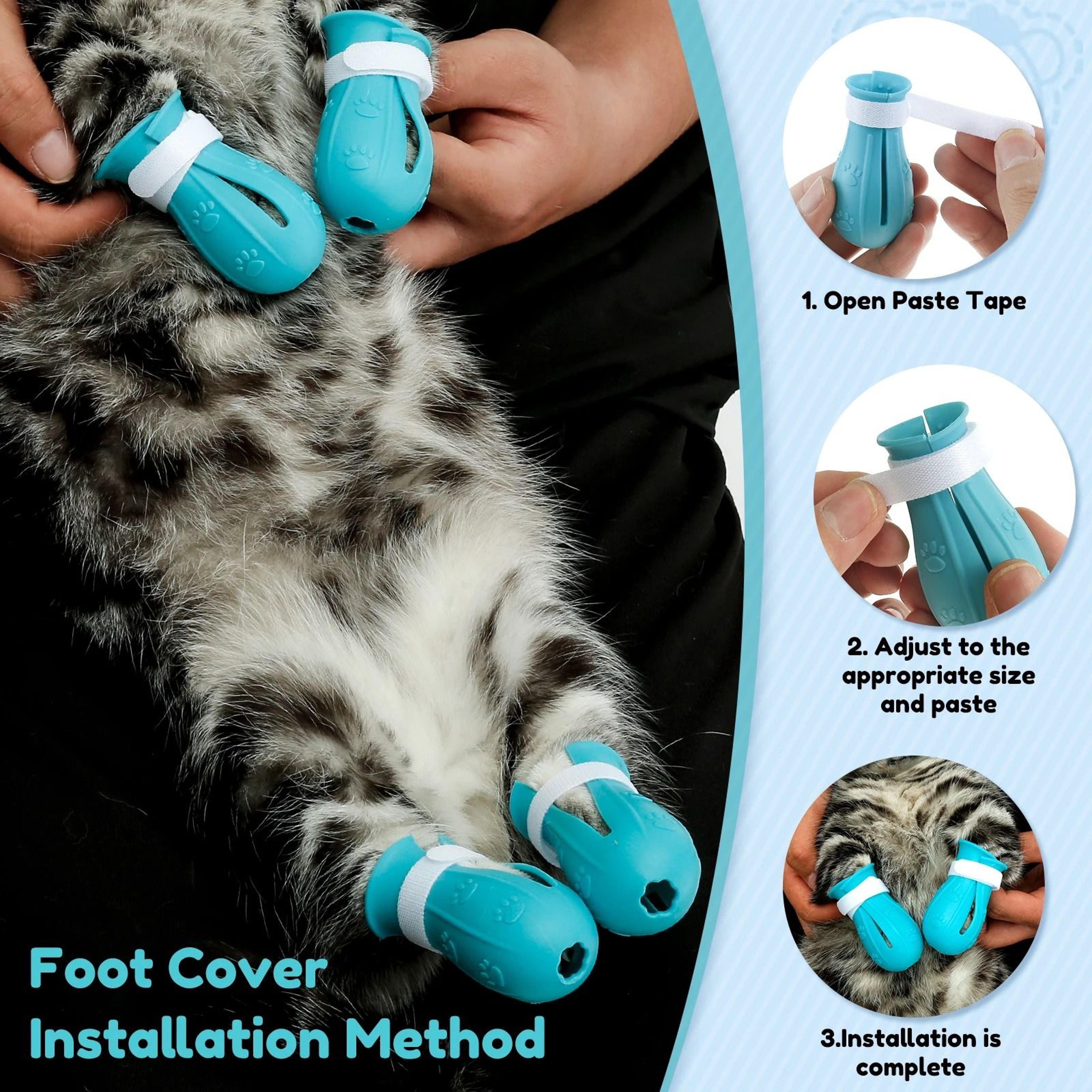 Cat Grooming Muzzle Hood Anti Bite Cover With Silicone Paw Shoes For Bathing Trimming 4
