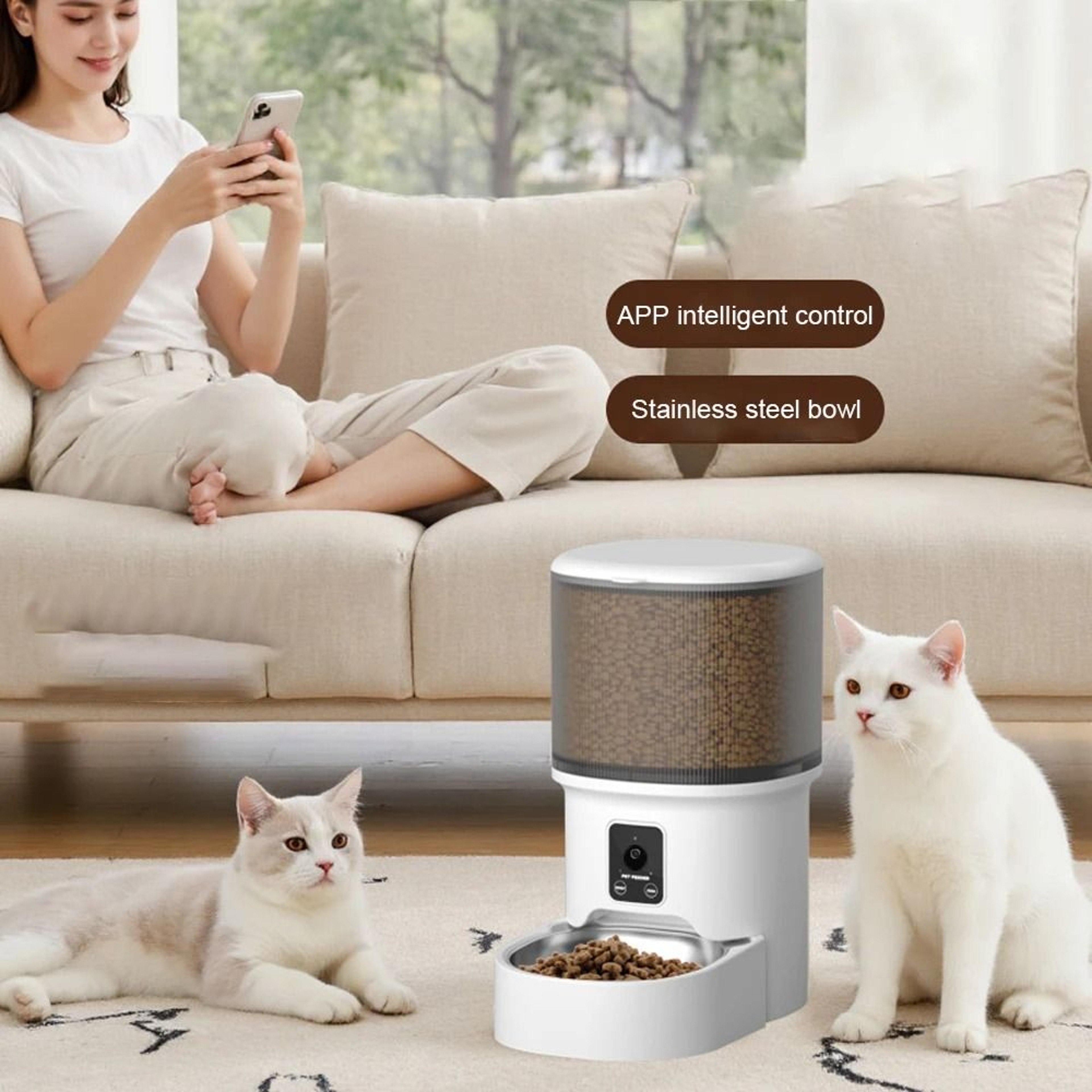 Smart Automatic Pet Feeder With WiFi App Timed Food Dispenser For Cats Dogs 9