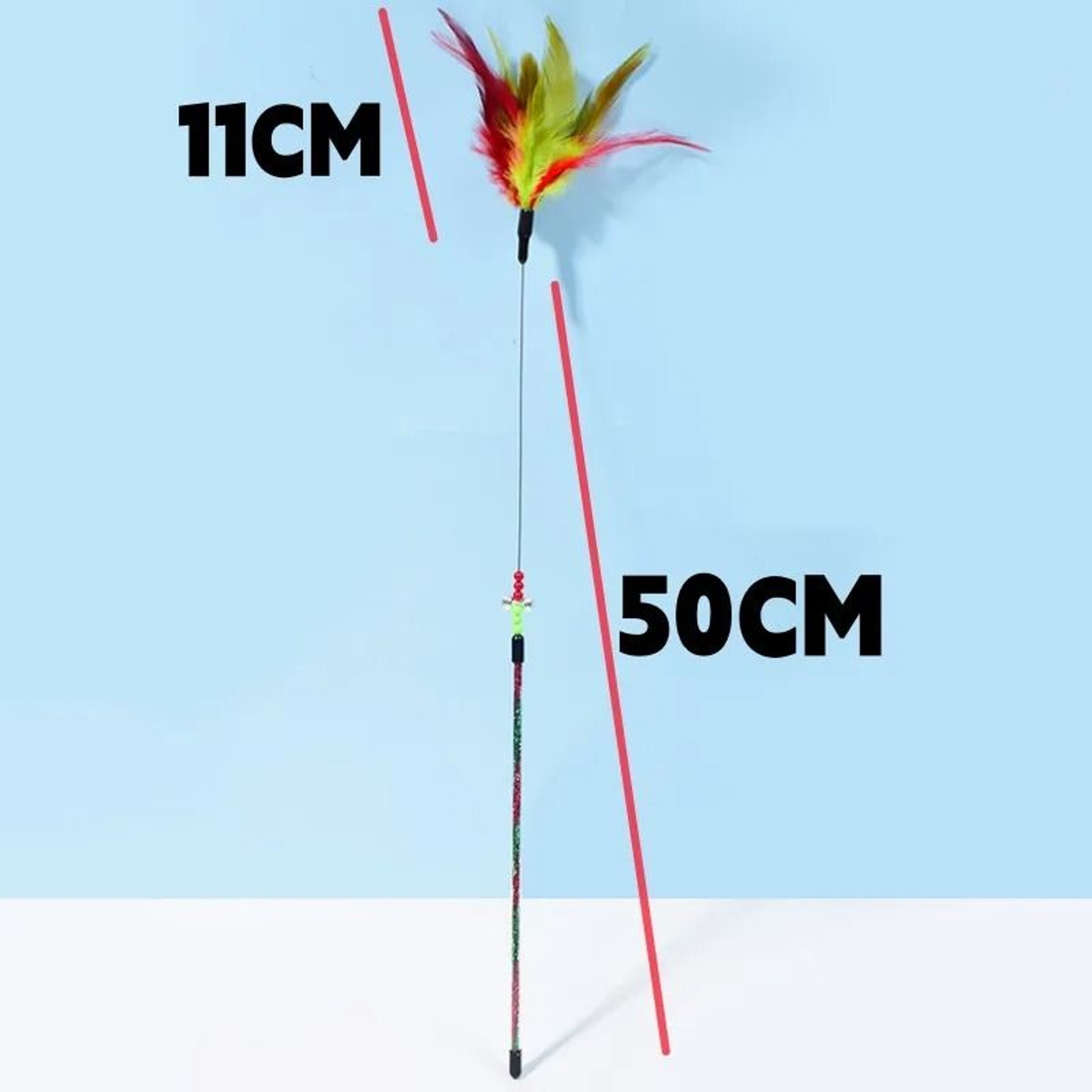 Peacock Feather Cat Teaser Wand Interactive Spring Toy For Cats And Kittens 3