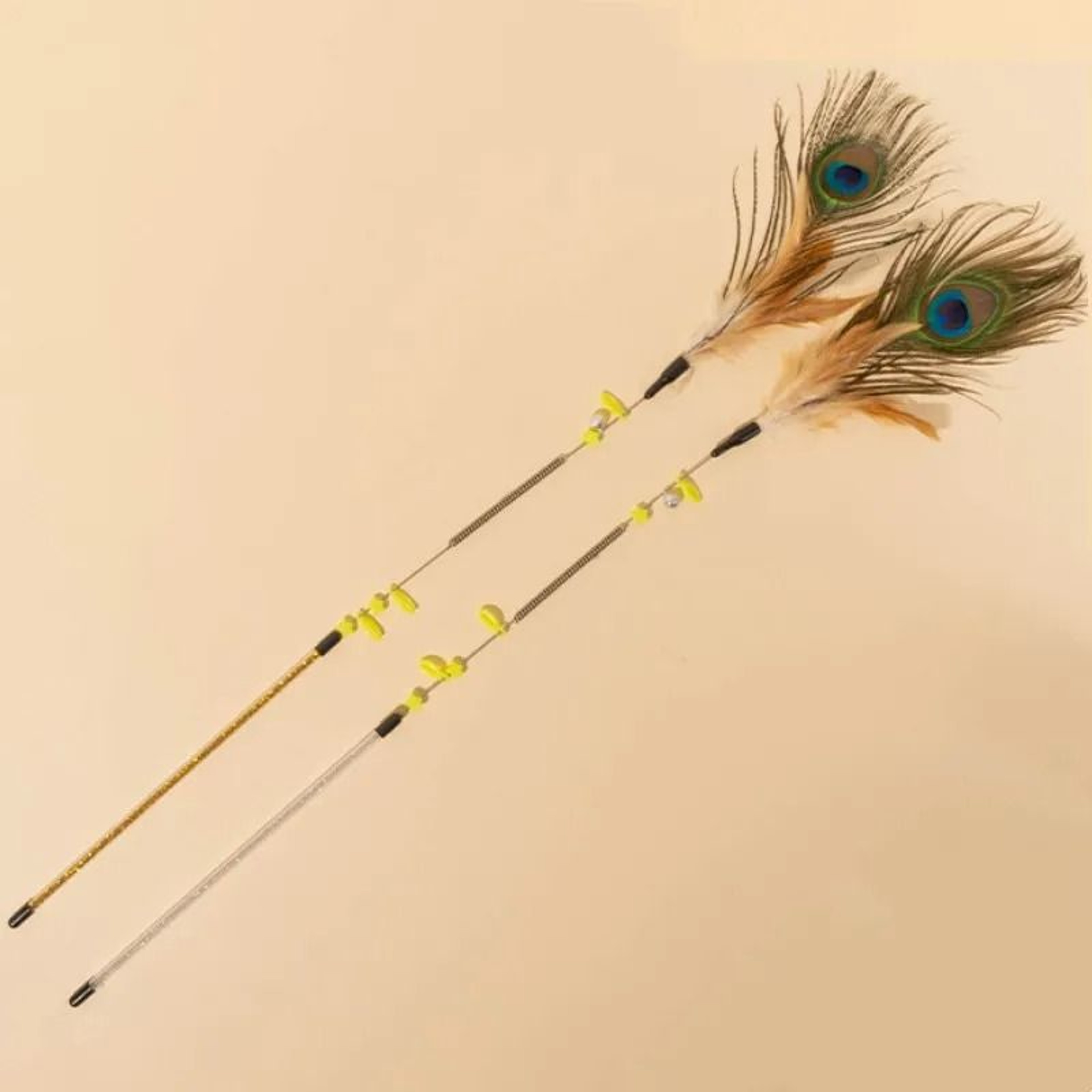 Peacock Feather Cat Teaser Wand Interactive Spring Toy For Cats And Kittens 6