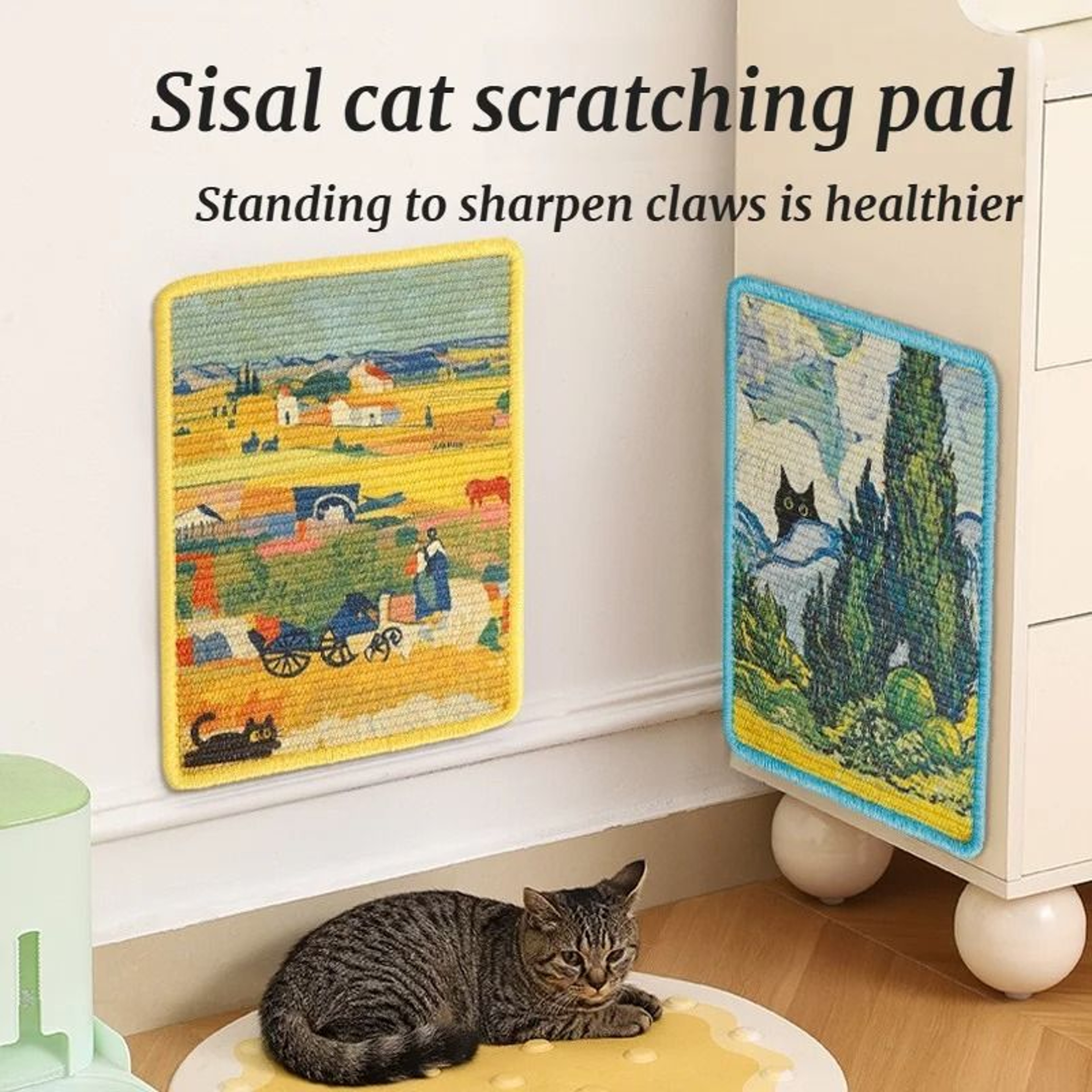 Sisal Cat Scratch Board Wall Sticking Wear Resistant Mat For Furniture Protection 8